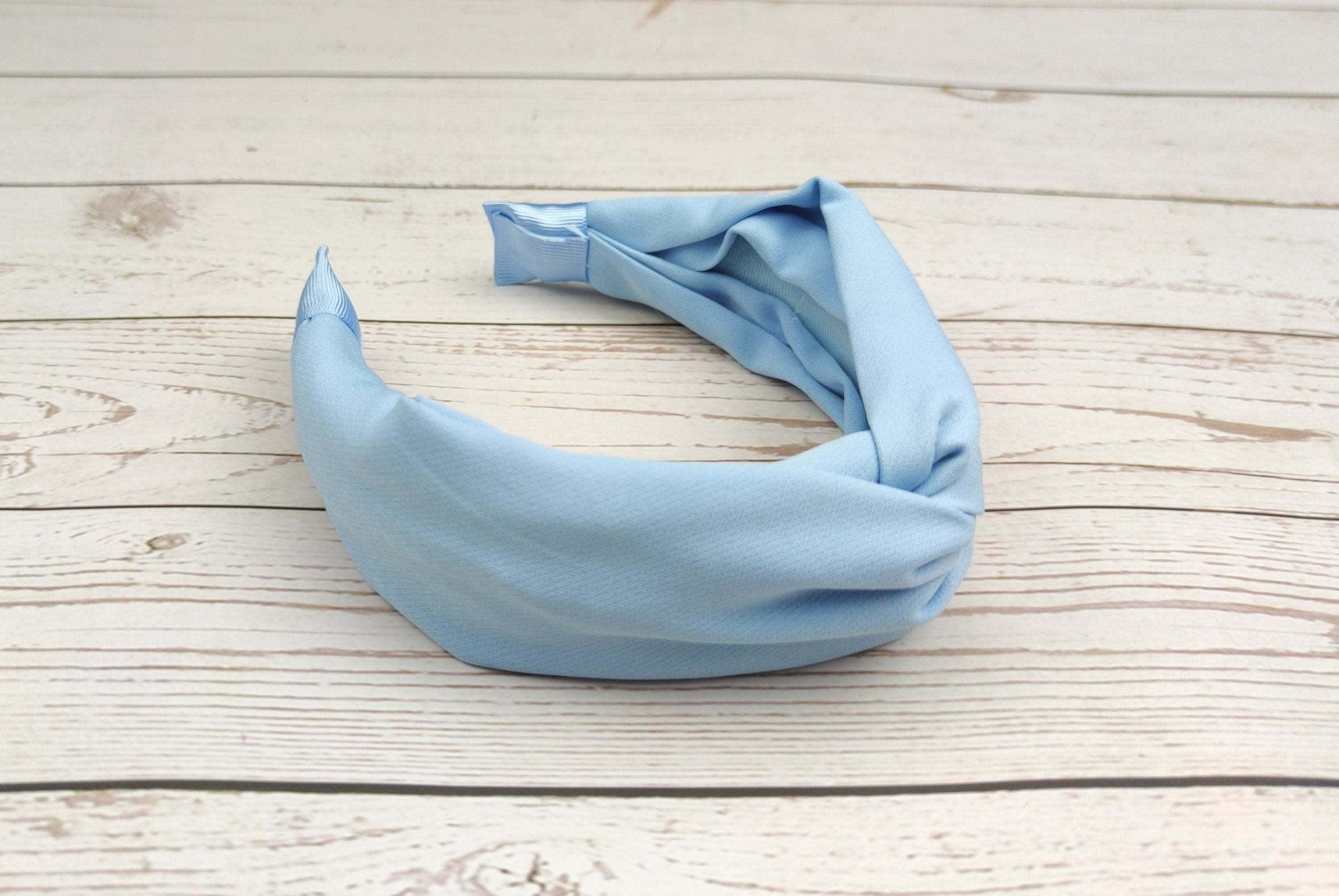 Delicate Baby Blue Twist Knot Headband - Women's Classic and Fashionable Light Blue Hairband made of Viscose Crepe available at Moyoni Design