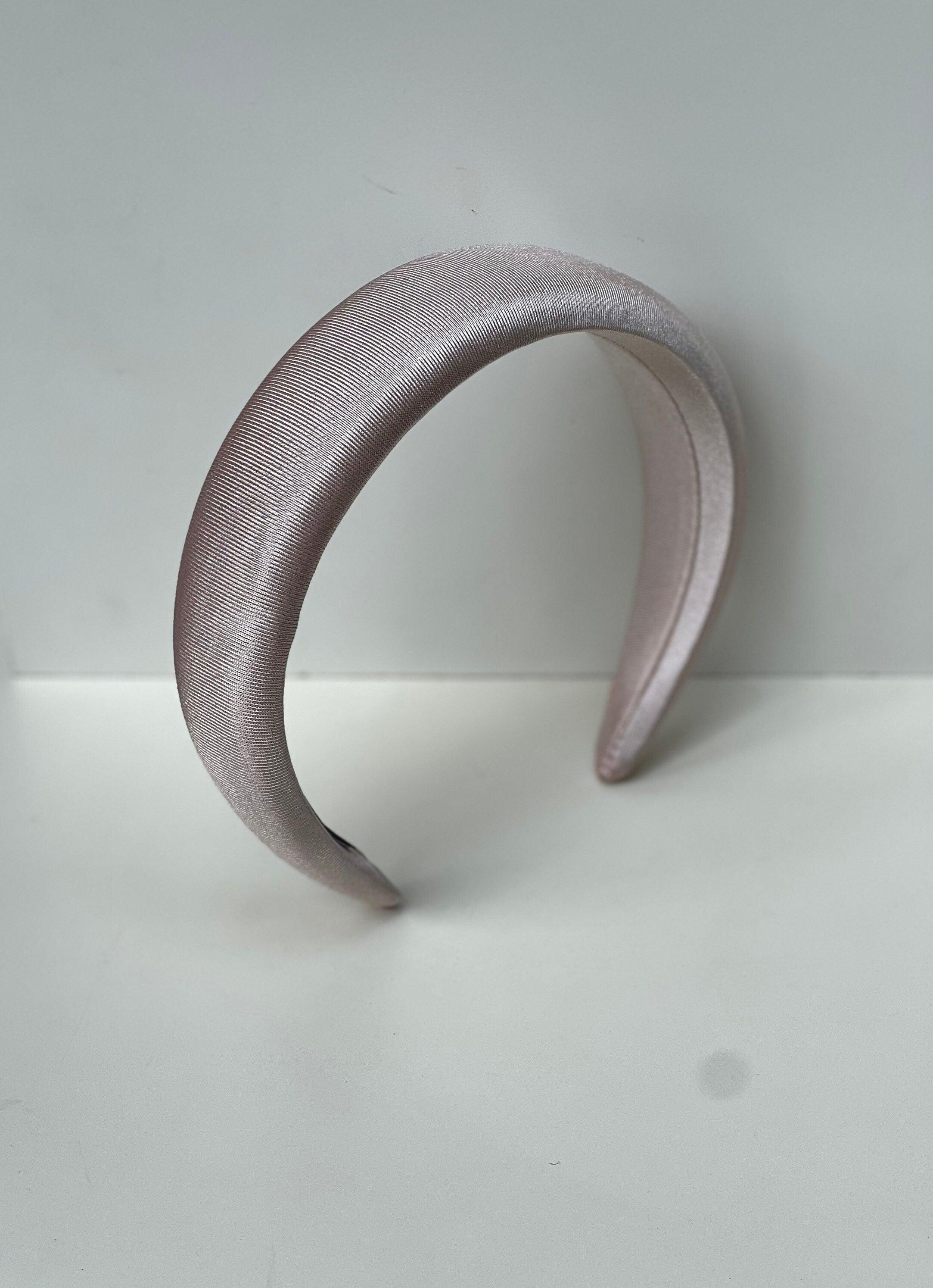 Delicate Beige Satin Padded Headband - Stylish Retro Accessory for Women in Light Cream Color available at Moyoni Design