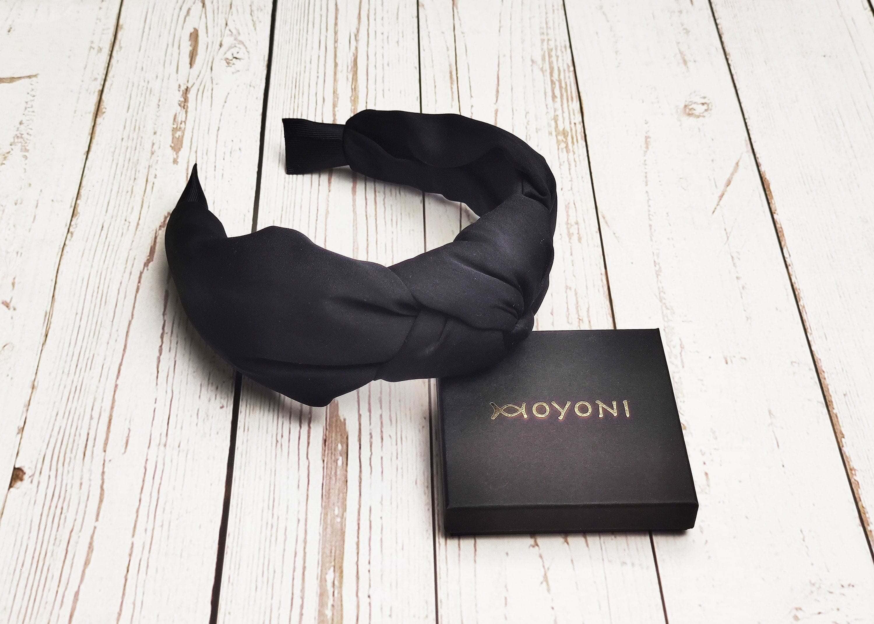 Premium Black Knotted Twist Padded Wide Headband, Dark Color Fashionable Viscose Crepe Hair Accessory available at Moyoni Design