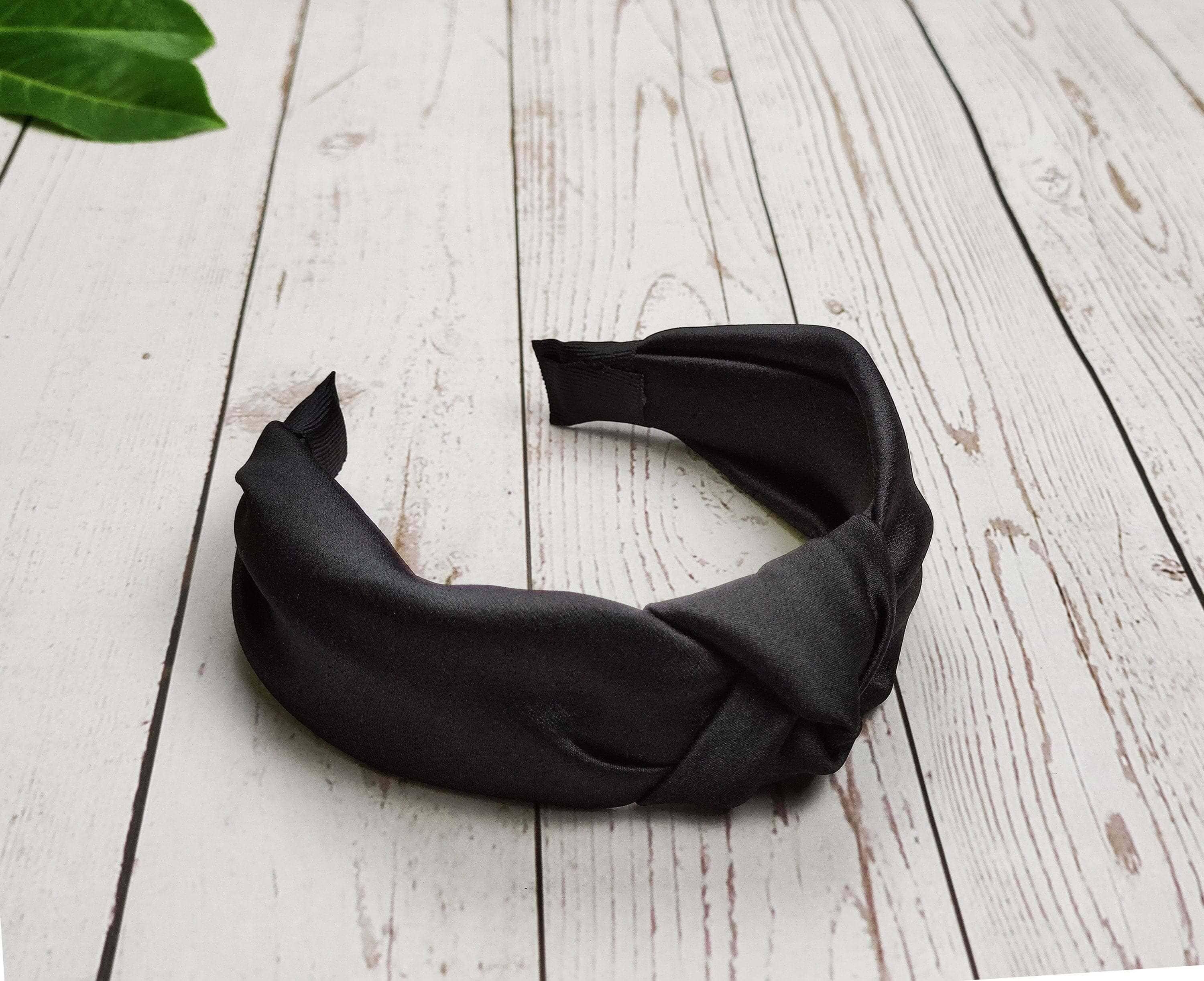 Exquisite Black Satin Knotted Headband for Women - A Chic and Stylish Hair Accessory without padded available at Moyoni Design