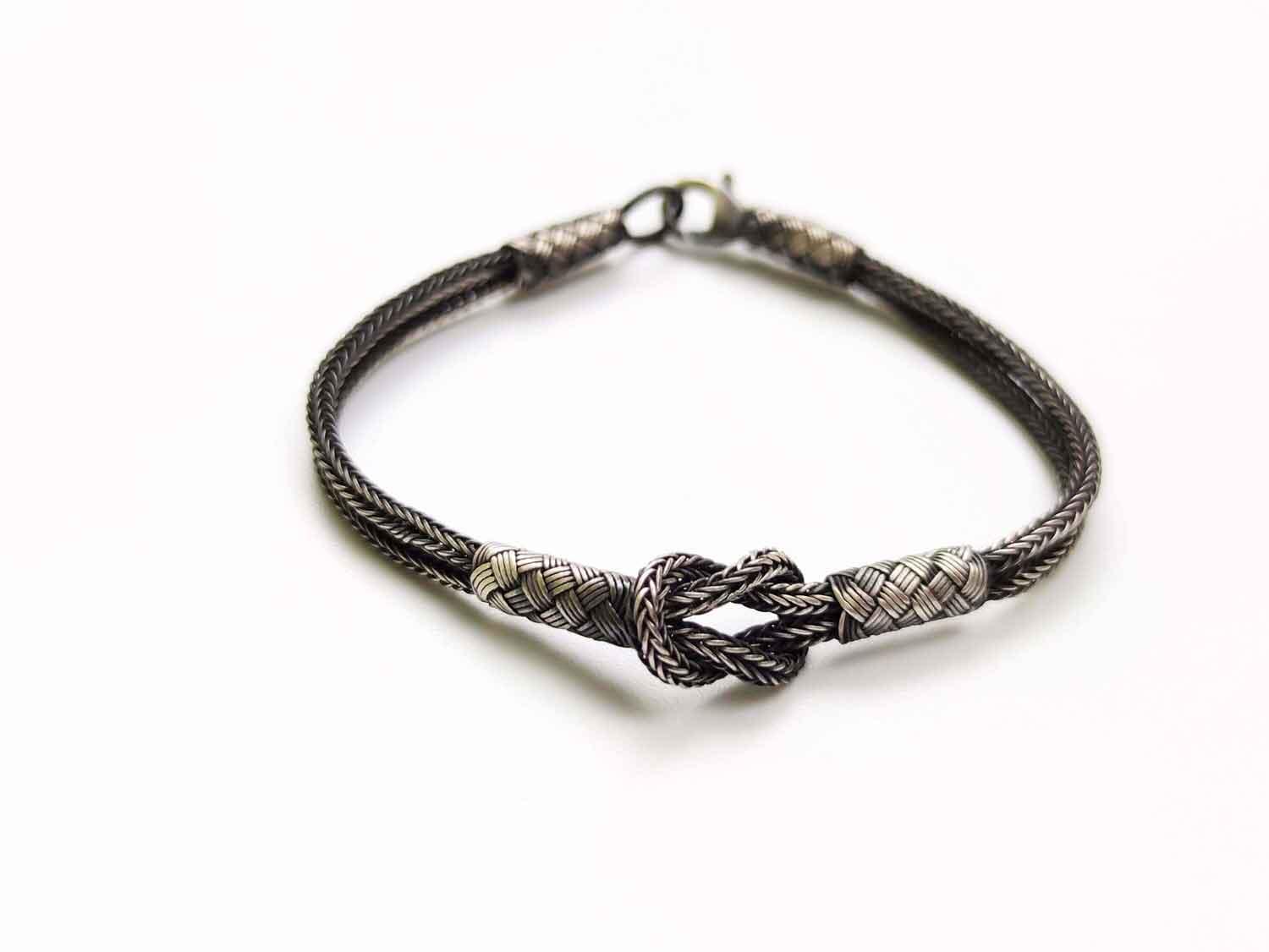 Handcrafted BRAIDED BRACELET, Sterling Silver, Weaved Handmade Bracelet, Silver Chain Bracelet, Layered Bracelet, Birthday Gift Bracelet, Boho Bracelet available at Moyoni Design