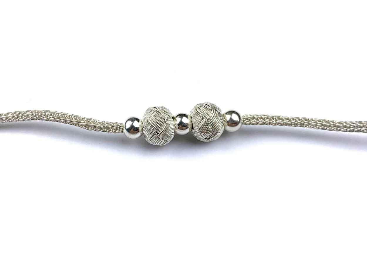 Exquisite BRIDESMAID BRACELET, Handmade Silver, Unique Design Band, Bride Gift Bracelet, Silver Beads, Braided Bracelet available at Moyoni Design