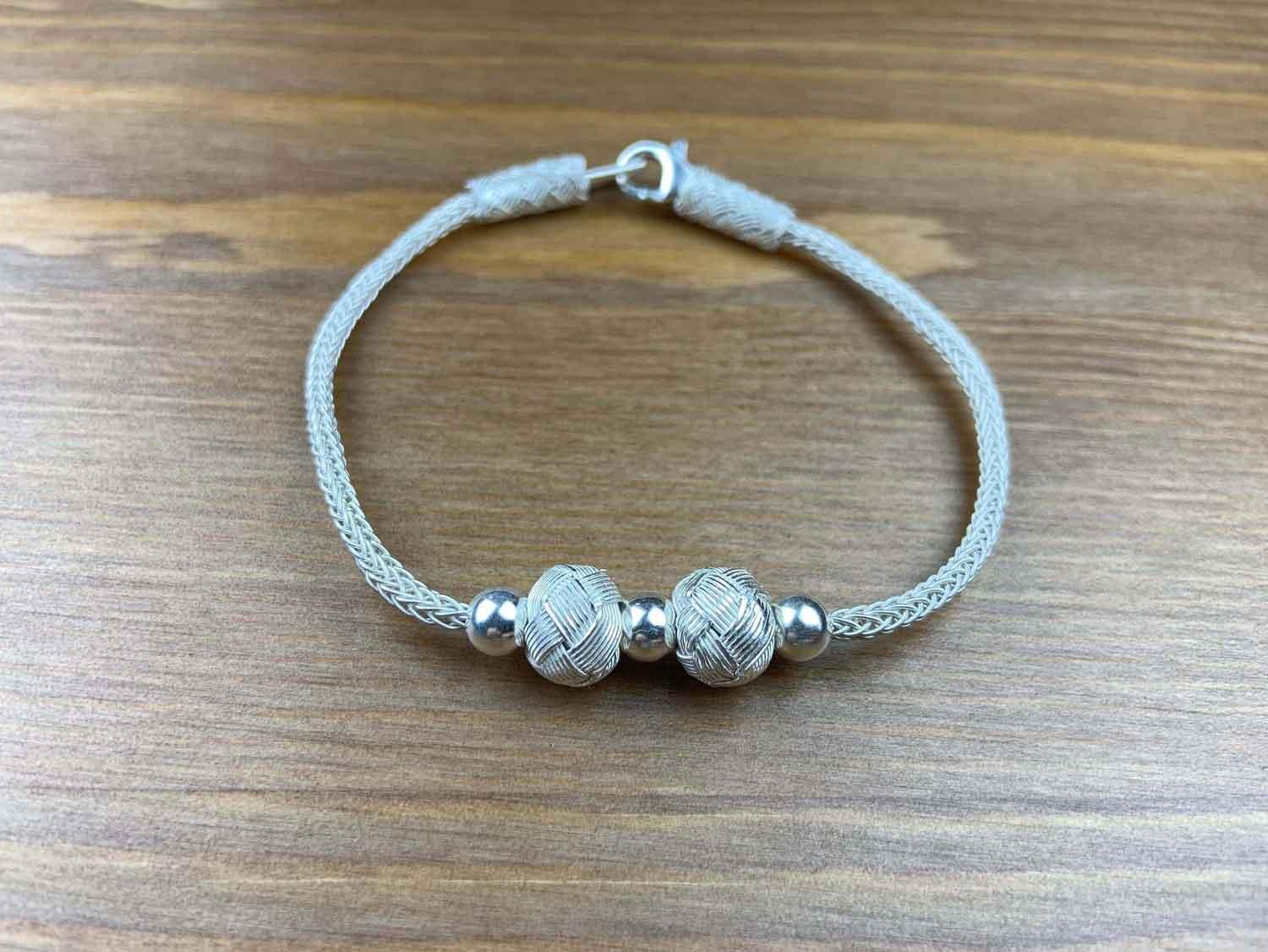 Unique BRIDESMAID BRACELET, Handmade Silver, Unique Design Band, Bride Gift Bracelet, Silver Beads, Braided Bracelet available at Moyoni Design