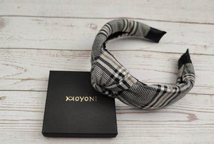 Exquisite Chic and Versatile Crepe Headband - Perfect for College Girls! White and Black Striped Knotted Headband, Ideal for any Outfit available at Moyoni Design