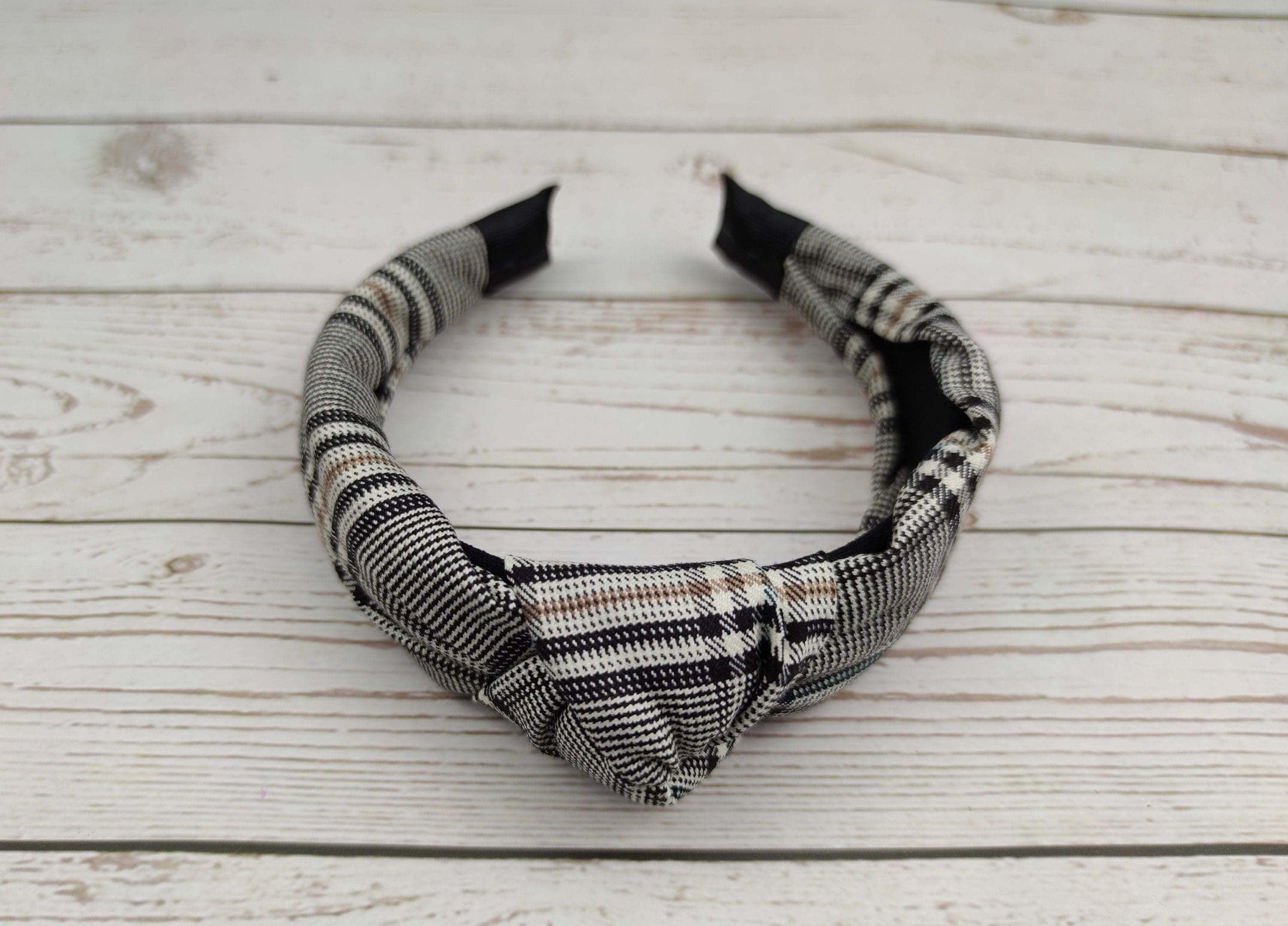 Charming Chic and Versatile Crepe Headband - Perfect for College Girls! White and Black Striped Knotted Headband, Ideal for any Outfit available at Moyoni Design