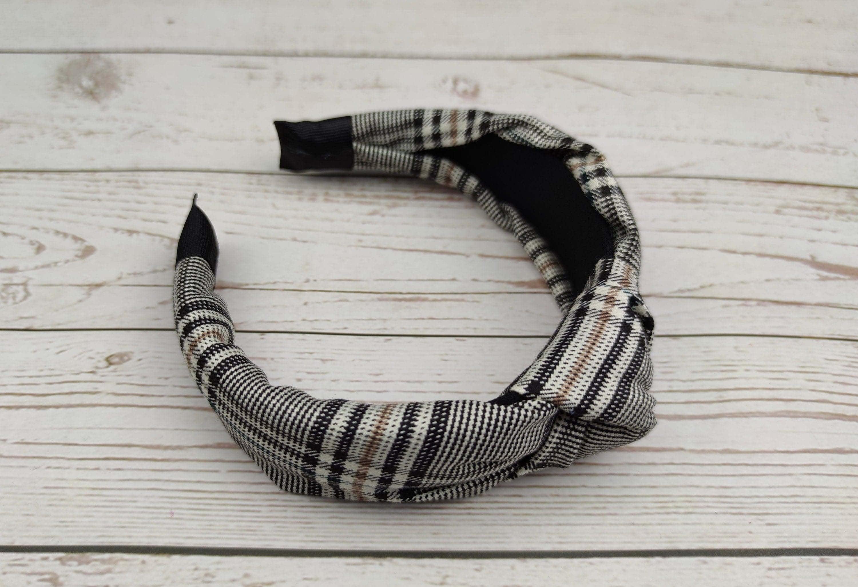 Stylish Chic and Versatile Crepe Headband - Perfect for College Girls! White and Black Striped Knotted Headband, Ideal for any Outfit available at Moyoni Design