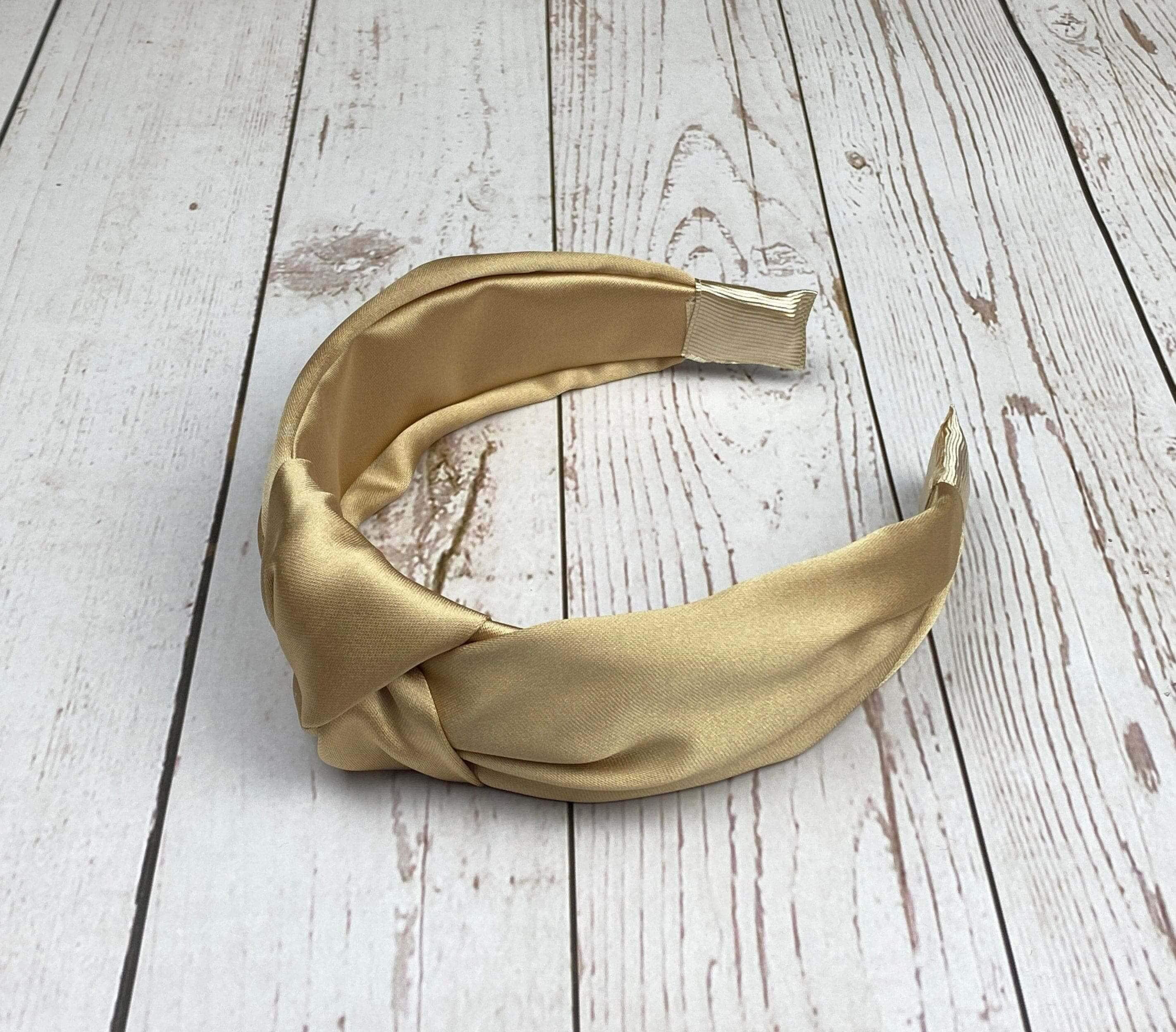 Beautiful Chic Dark Beige Satin Braided Headband without Padded - Brilliant Color Accessory for Women available at Moyoni Design