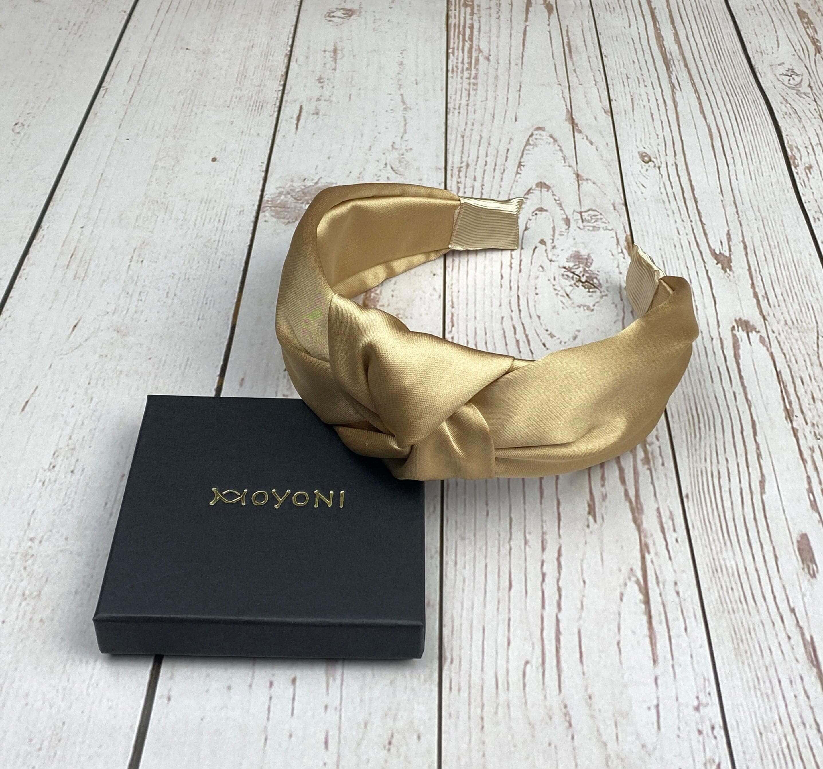 Stylish Chic Dark Beige Satin Braided Headband without Padded - Brilliant Color Accessory for Women available at Moyoni Design