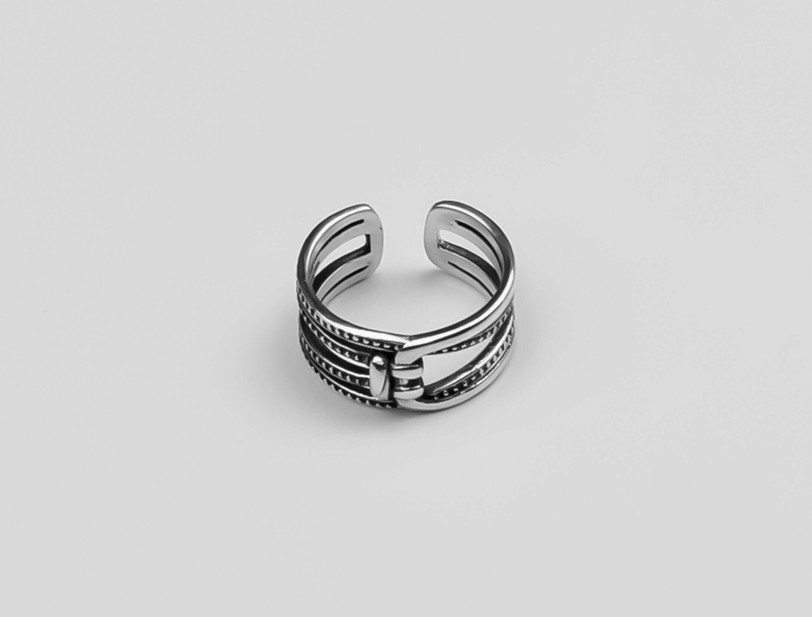 Beautiful Classic Chunky Silver Ring, Boho Silver Ring, Adjustable Silver Ring, Best Gift for Her, Sterling Silver Unique Ring, Silver Open Band available at Moyoni Design