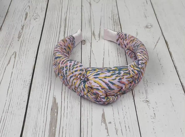 Stylish Multicolor Knotted Headband for Women - Pink Green Stripes & Leopard Print - Perfect Gift for Girls