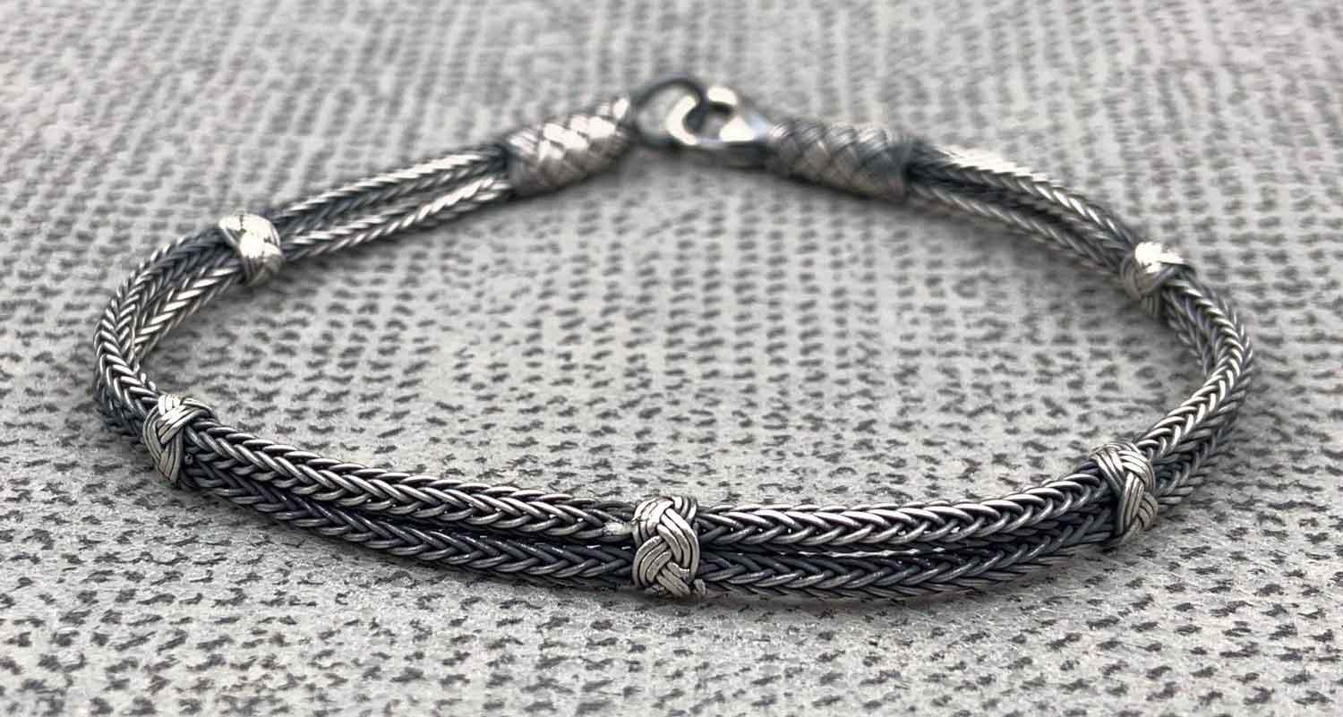 Unique FOXTAIL CHAIN BRAID, Sterling Silver Handmade Bracelet, Weaved Layered Bracelet, Boho Bracelet, Custom Silver Bracelet available at Moyoni Design
