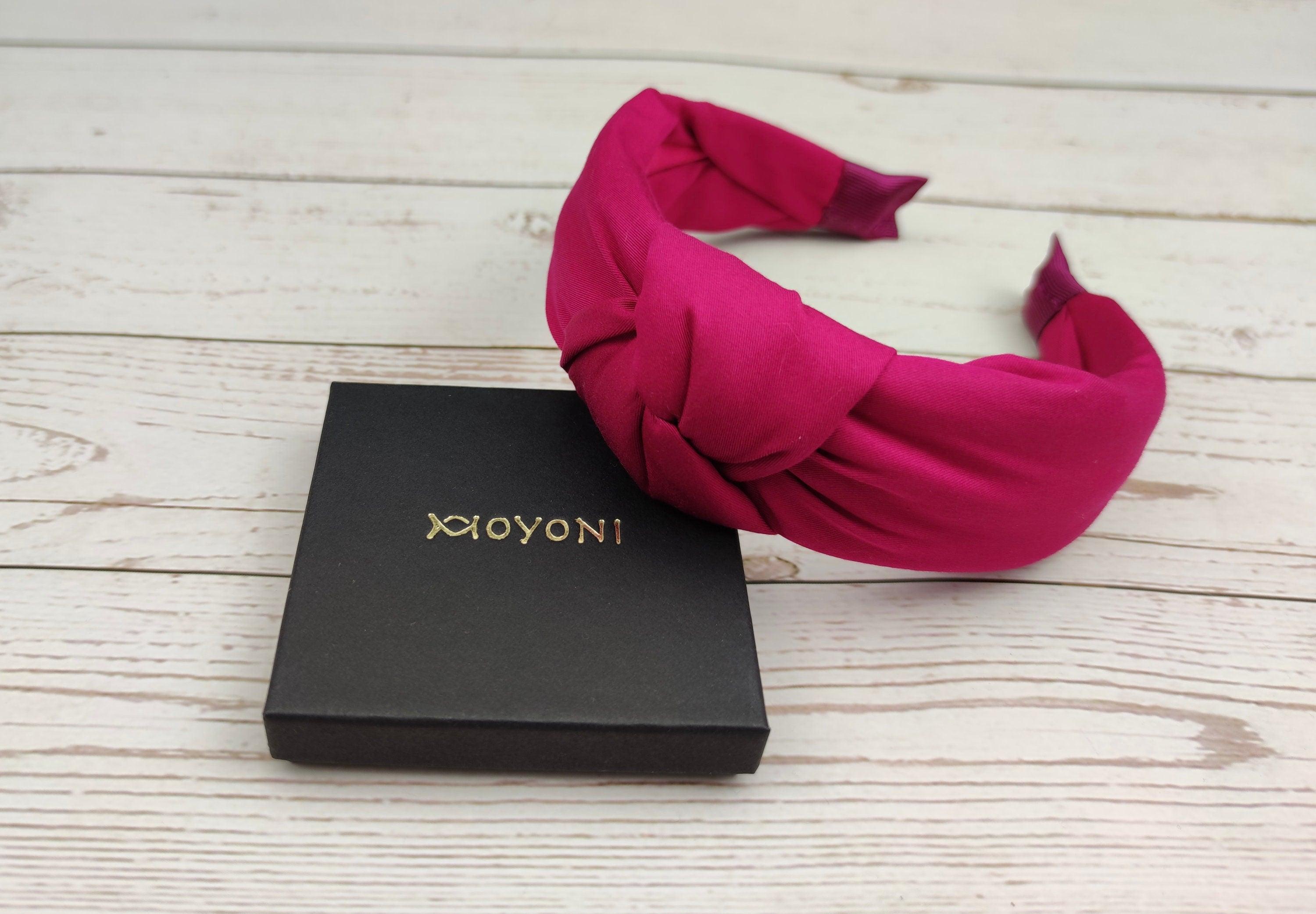 Elegant Fuschia Pink Color Crepe Headband, Knotted Headband, Women Headband, Headband for Girl, Cyclamen Pink Turban Hairband with Padded available at Moyoni Design
