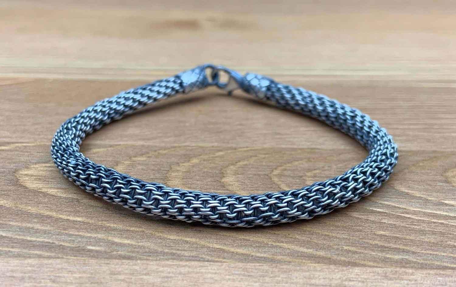 Exquisite GIFT For Grandpa, Weaved Bracelet, Weave Bracelet, Handmade Bracelet, Unisex Bracelet, Gift for Father, Sterling Silver Chain Bracelet available at Moyoni Design