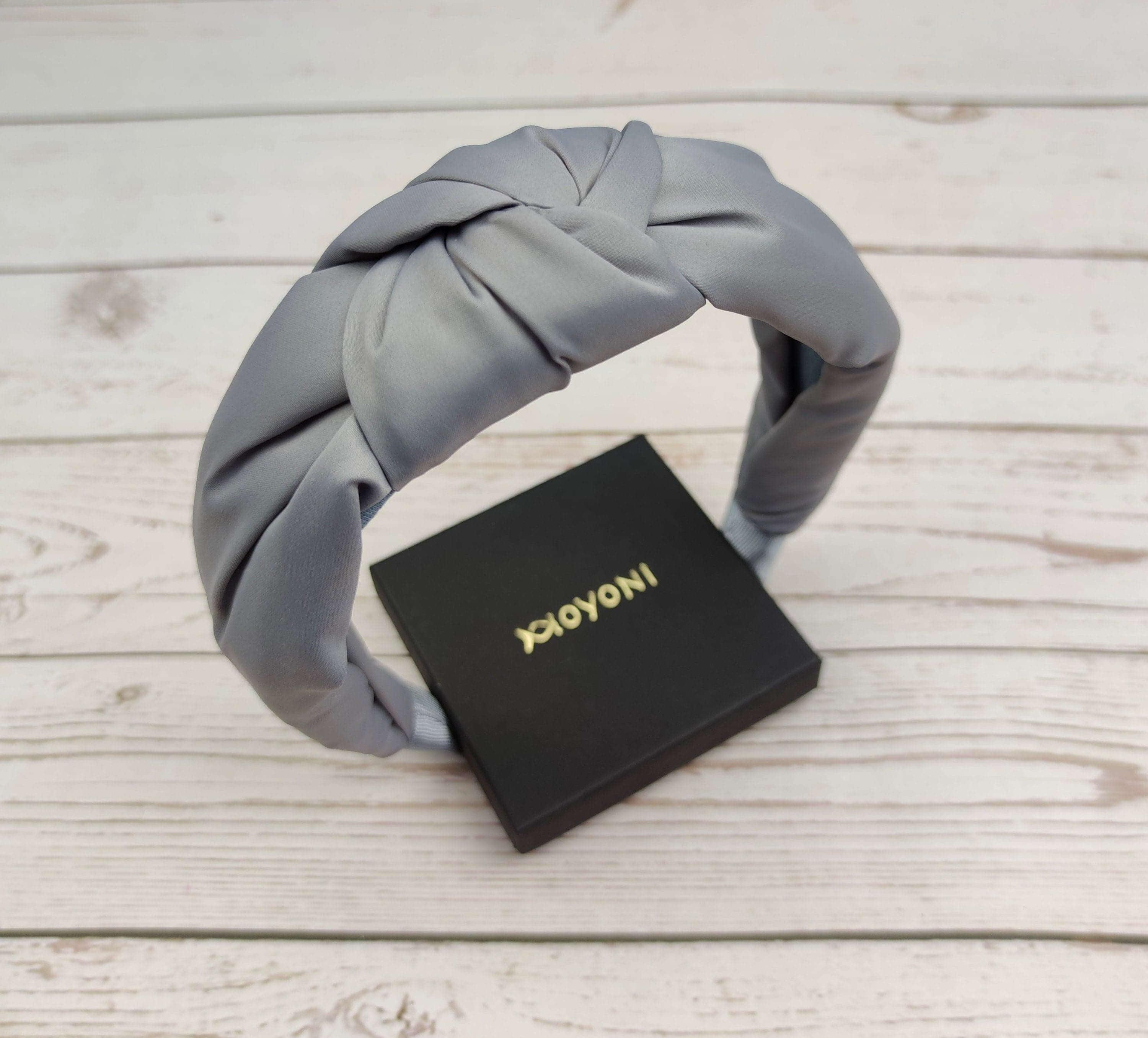 Premium Grey Satin Padded Headband for Women - Elegant and Wide Classic Hairband available at Moyoni Design