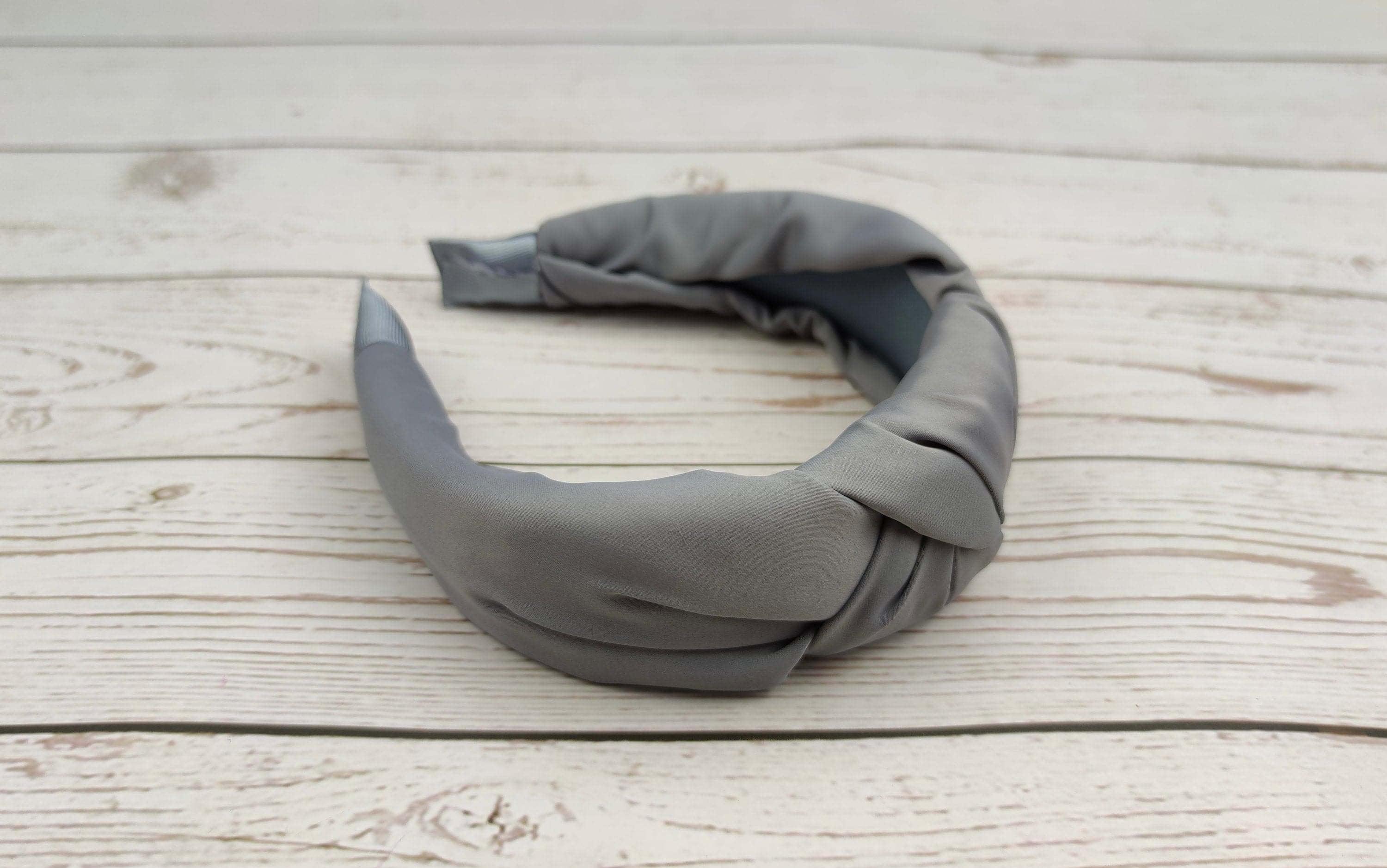 Unique Grey Satin Padded Headband for Women - Elegant and Wide Classic Hairband available at Moyoni Design