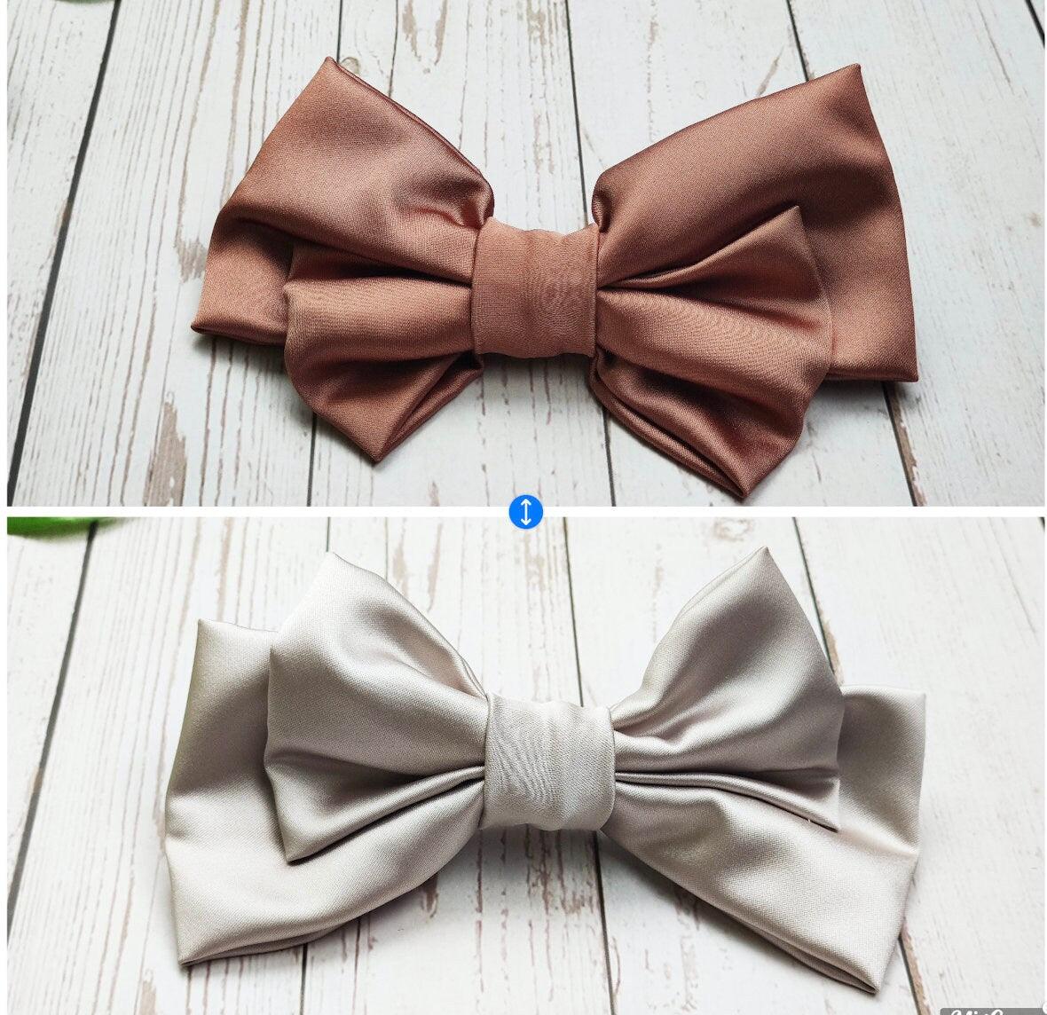 Stylish Handmade Satin Hair Clips with Bow - Brick Color Hairpins, Fashionable Hair Accessory and Bow Clasp available at Moyoni Design