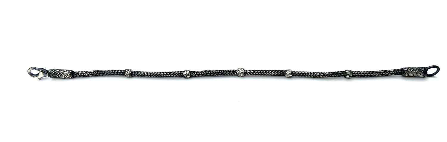 Minimalist BRAIDED BRACELET, Thin Silver Bracelet, Silver Bead Bracelet, Birthday Gift for Boyfriend, Chain Bracelet