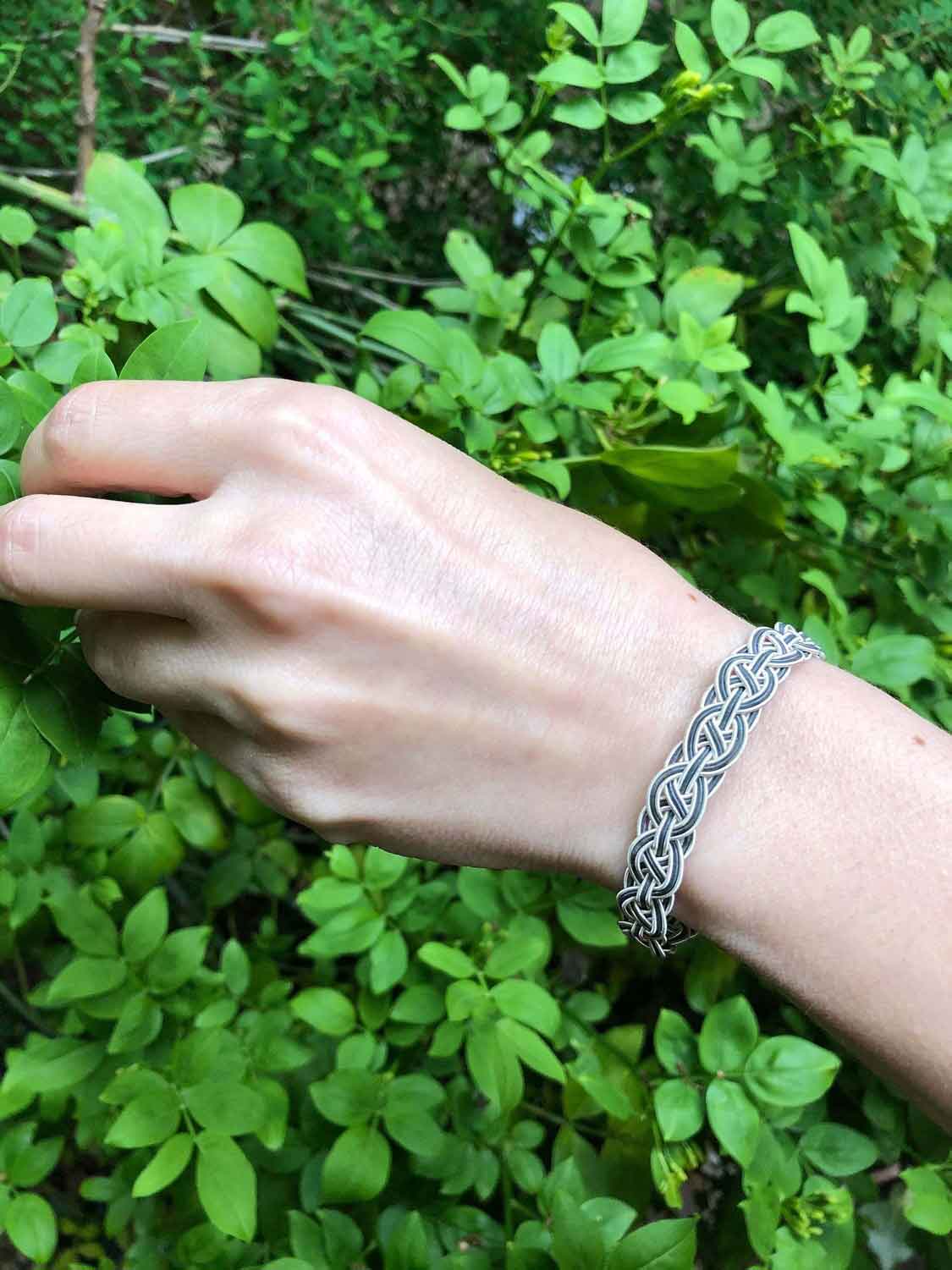 Unisex Silver WOVEN BRACELET, Wonderful Gift Idea, Braided Sterling Silver Chain Bracelet