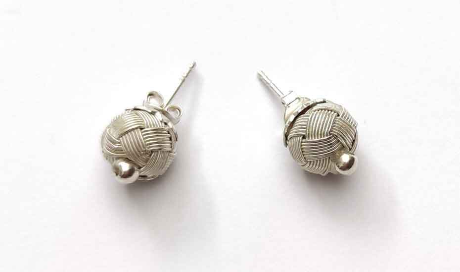 Sterling Silver Weaved, Handmade Earrings