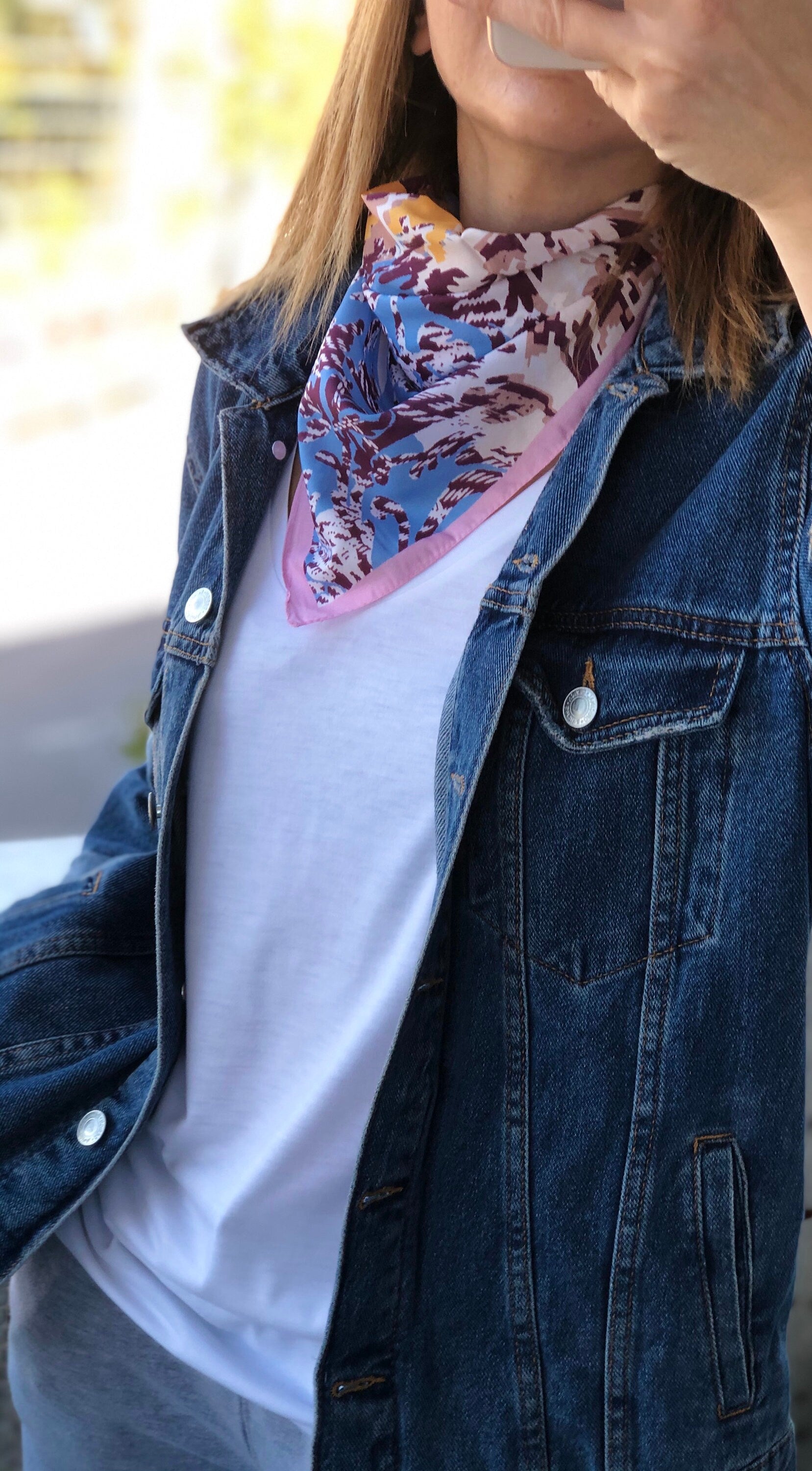 Stay stylish and comfortable with this pink hair scarf, perfect for any outfit or handbag.