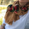 LONG 100% ORGANIC COTTON Scarf Shawl, Spring Autumn Scarf, Multicolor Scarf, Unique Floral Scarf with Softly Frayed Edges