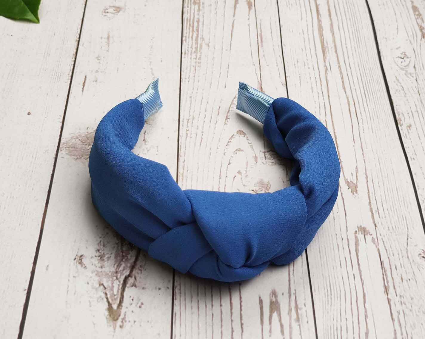 Light Blue Twist Knot Headband, Women Classic Headband, Blue Headband, Fashionable Hairband, Wide Headband, Viscose Crepe Padded Hairband