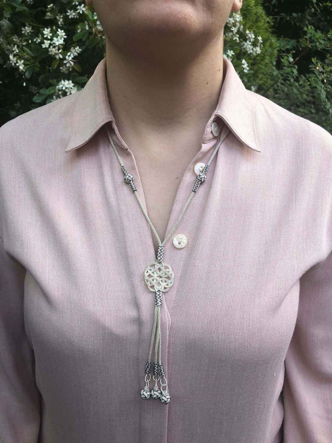 Sterling Silver, Fishtail BRAID WOMEN NECKLACE, Infinity Design Necklace, Woman Necklace, Unique Necklace