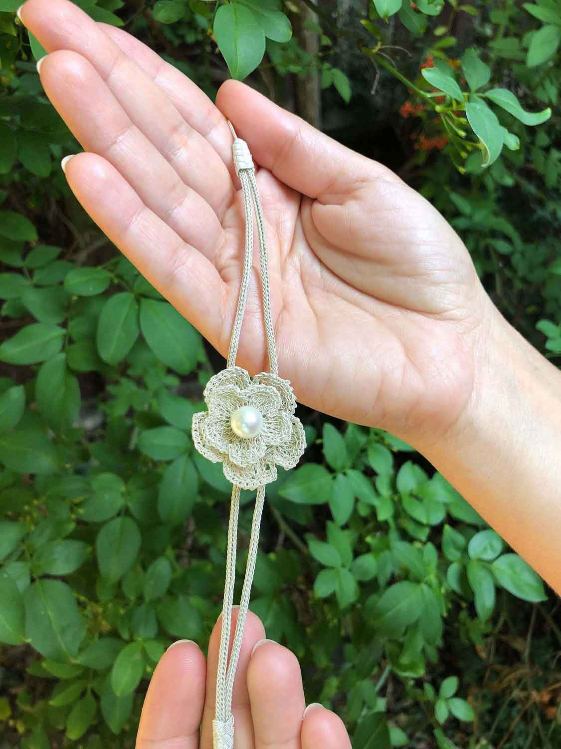 Baroque Pearl, Silver Flower Chain Bracelet, Wedding Gift for Women