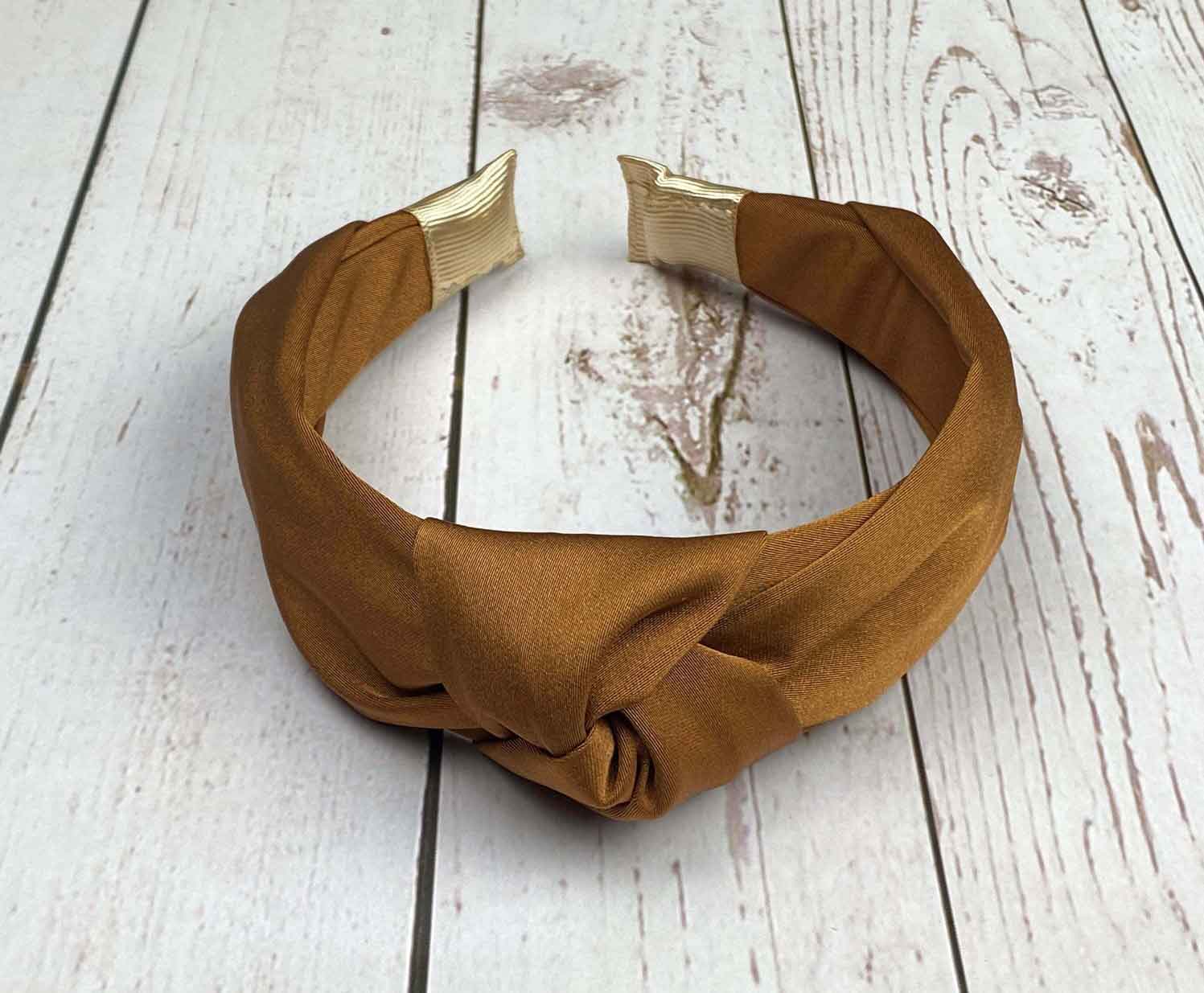 Copper Color Chic Satin Headband, Knotted Headband, Women Stylish Headband, Headband for Woman, Brown Color Fashion Hairband without Padded