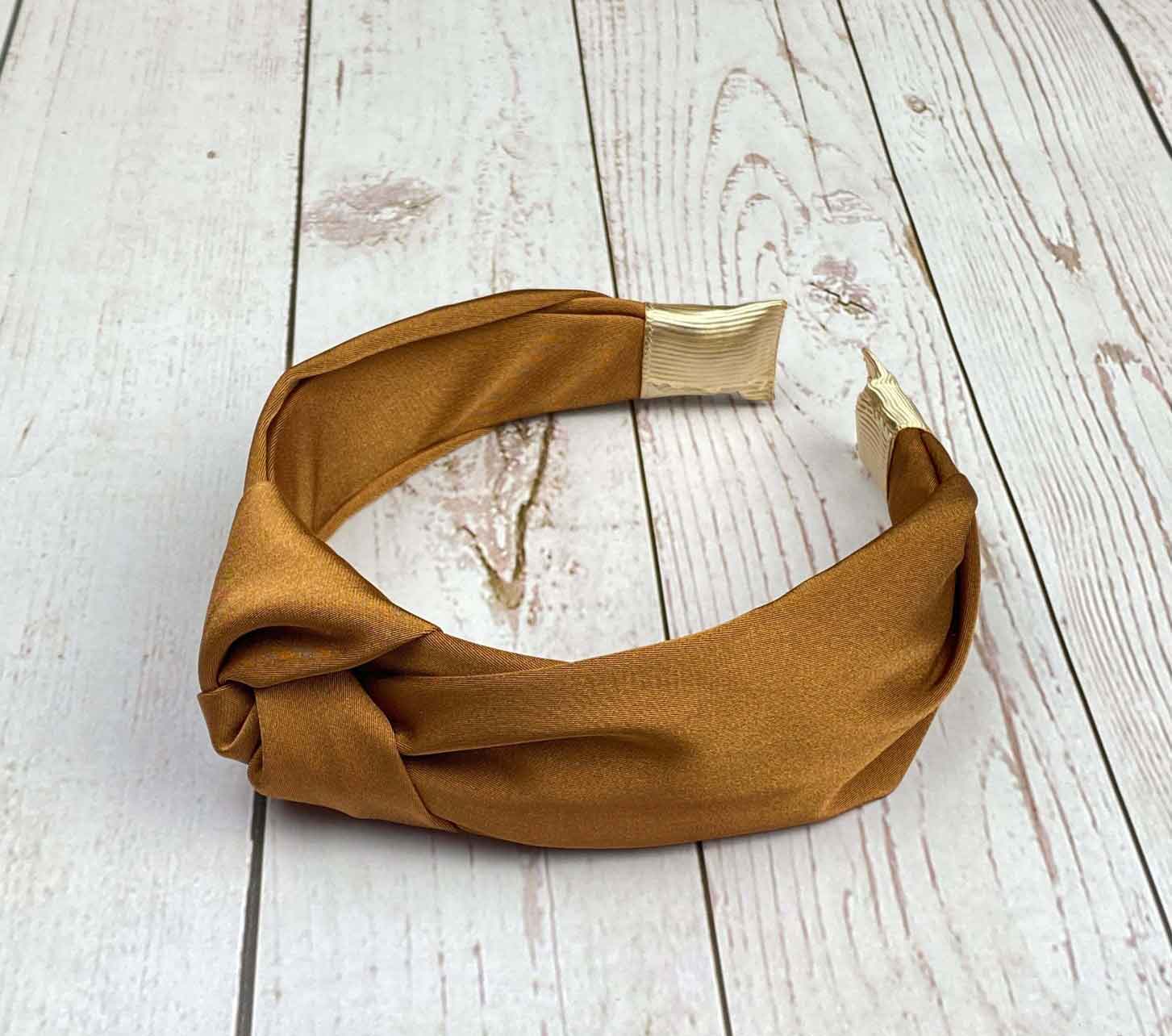 Copper Color Chic Satin Headband, Knotted Headband, Women Stylish Headband, Headband for Woman, Brown Color Fashion Hairband without Padded