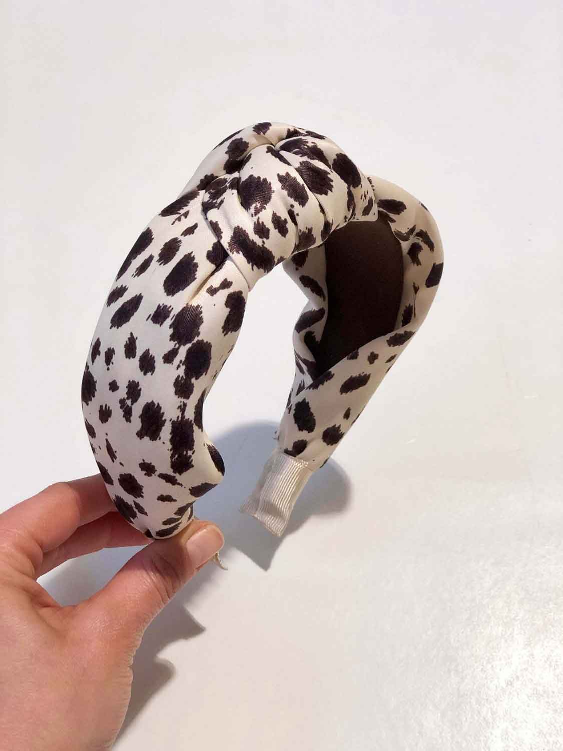 Leopard Print Knotted Headband, Women Headband, Beige Brown Headband, Stylish Hairband, Wide Headband,  Padded Headband
