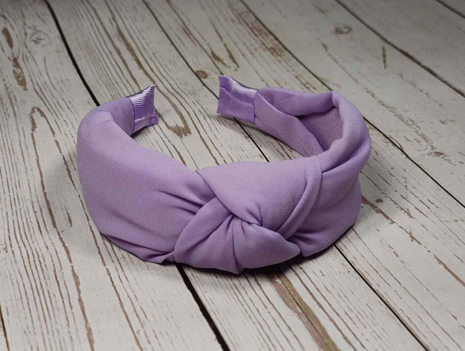 Lilac Twist Headband, Women Classic Headband, Lavender Color Wide Headband, Light Color Elegant Hairband, Viscose Crepe Padded Hairband