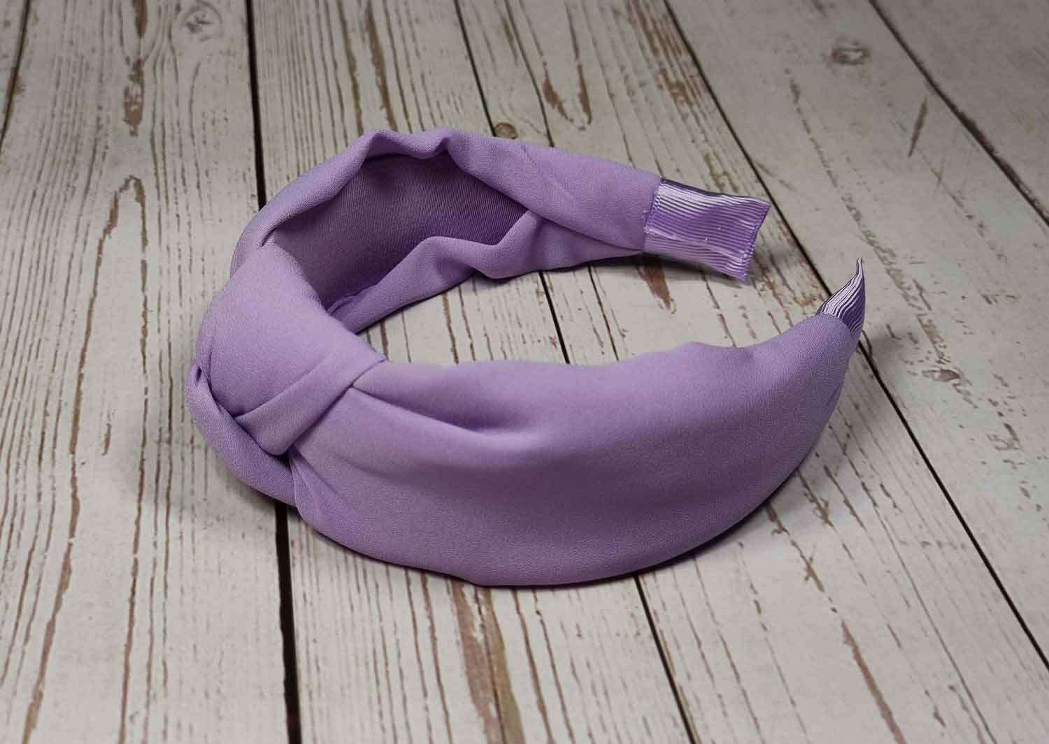 Lilac Twist Headband, Women Classic Headband, Lavender Color Wide Headband, Light Color Elegant Hairband, Viscose Crepe Padded Hairband