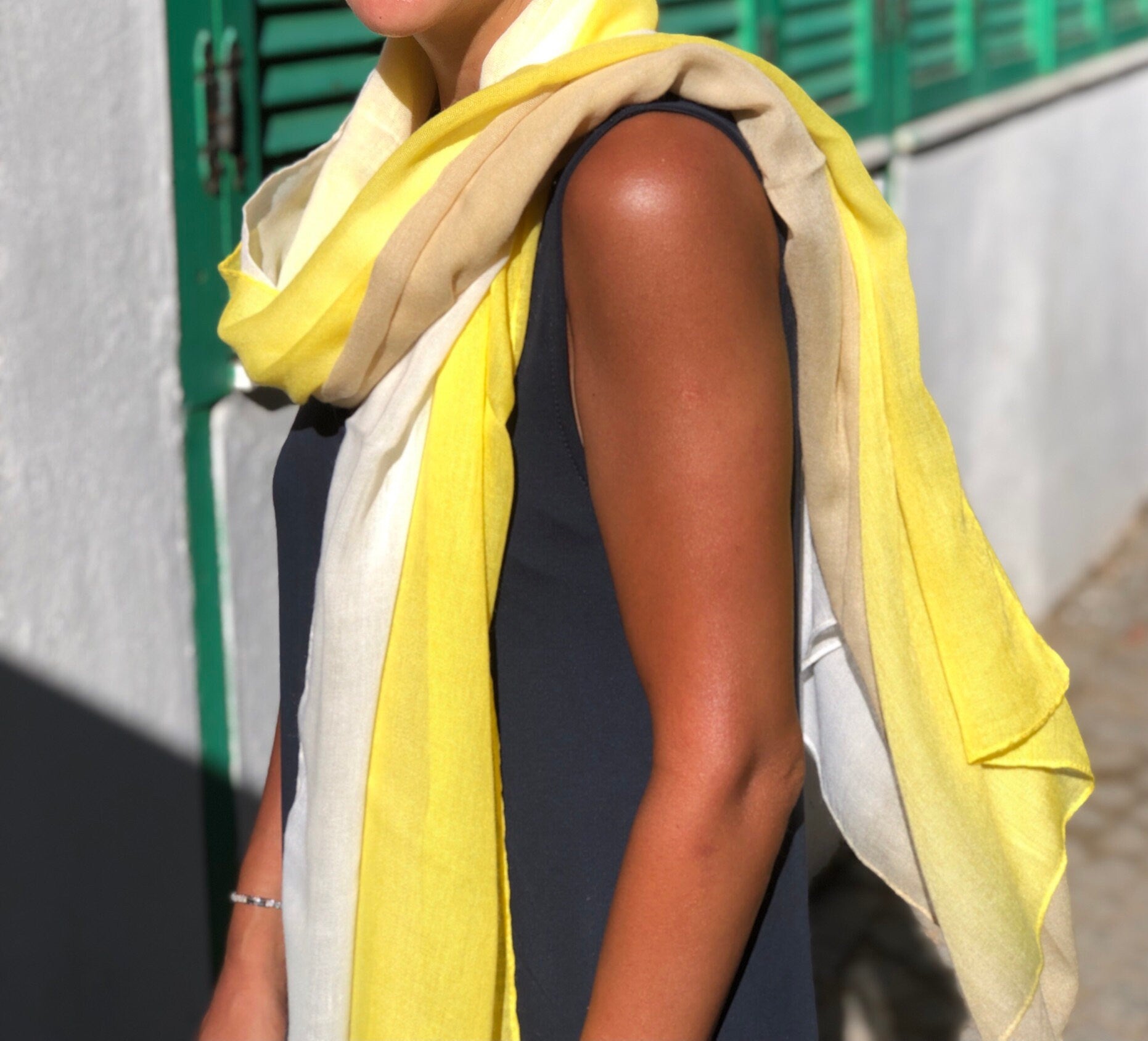 Elevate your look with this elegant, colorful scarf