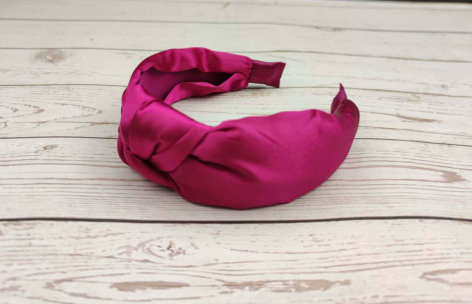 Fuschia Pink Color Satin Headband, Knotted Headband, Women Headband, Headband for Girl, Cyclamen Pink Turban Hairband with Padded
