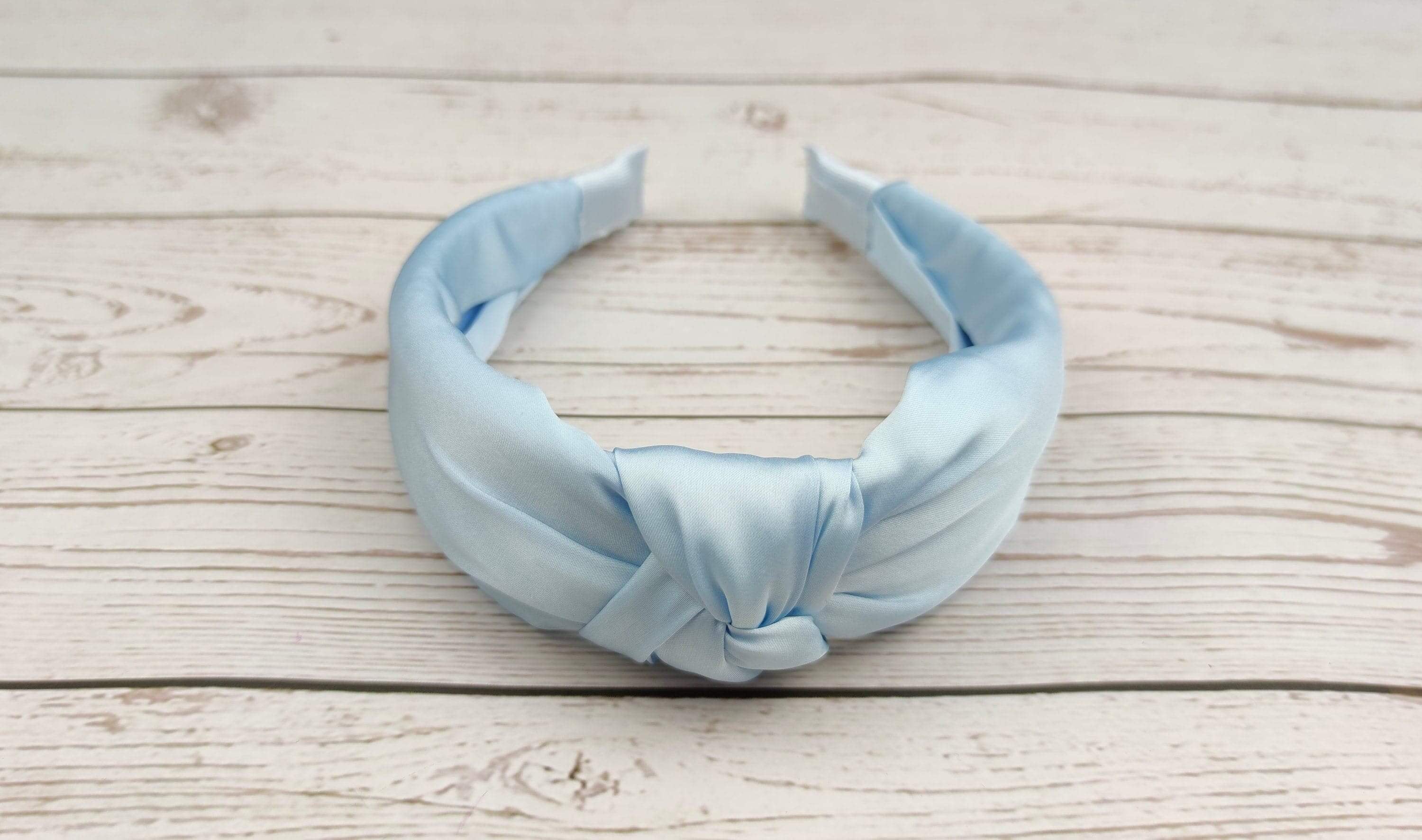 Light Blue Satin Headband with Padded Design for Extra Comfort