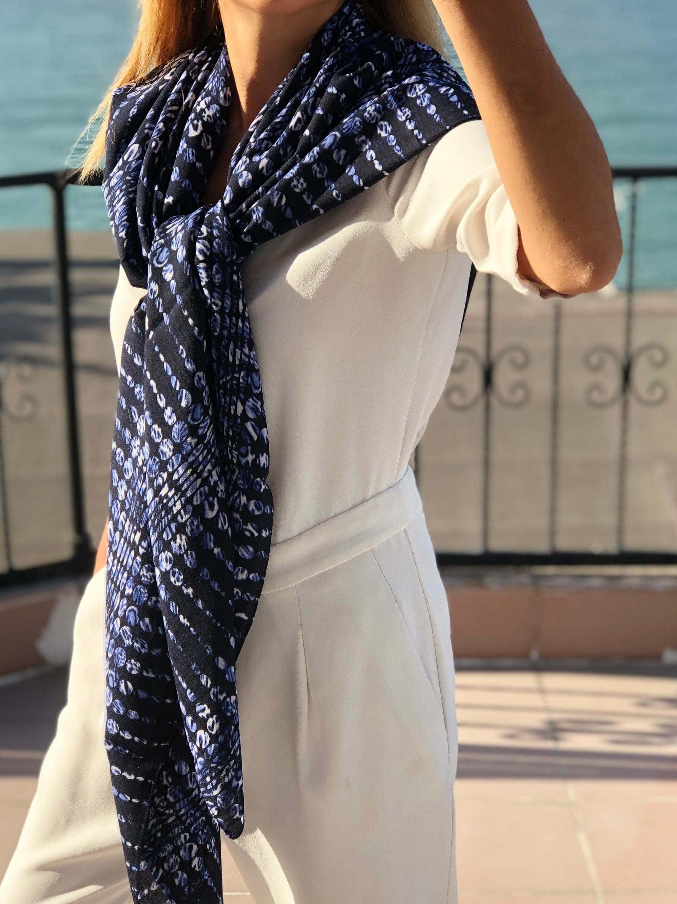 Navy Blue Cotton Scarf - An elegant and classic addition to your wardrobe.