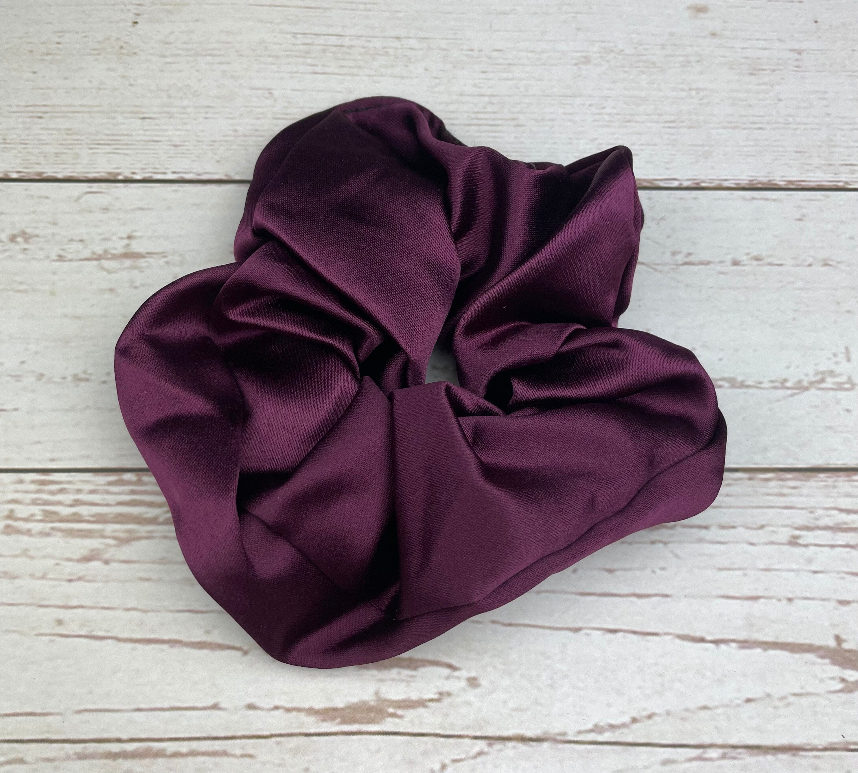 Handmade Satin Scrunchie with Bow, Colorful Scrunchie, Hair Accessory, Hair Ties, Black Beige Maroon Color Scrunchies, Satin Hairbow