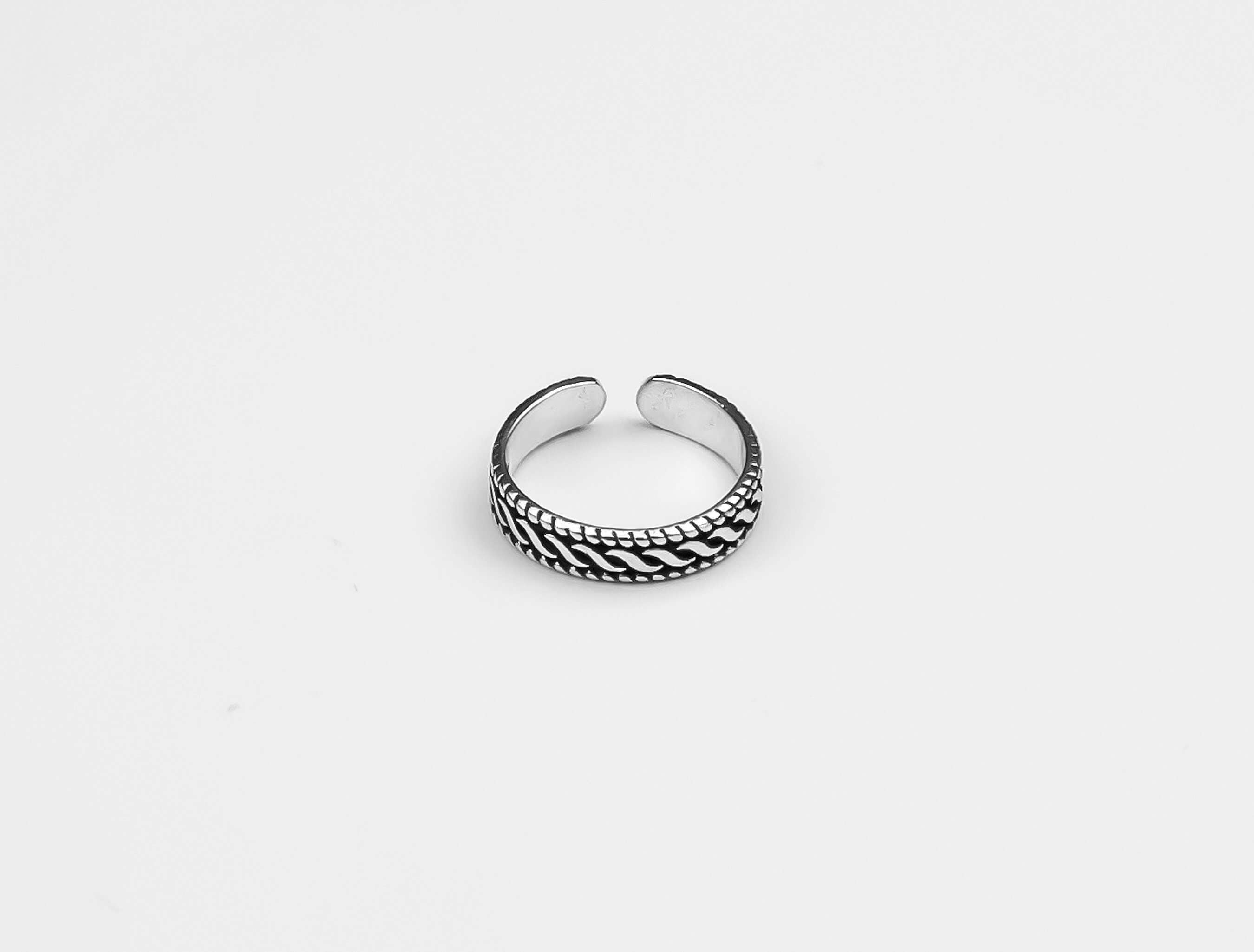 Chain Style Chunky Silver Ring, Boho Silver Ring, Adjustable Silver Ring, Best Gift for Her, Sterling Silver Knitting Pattern Thin Ring