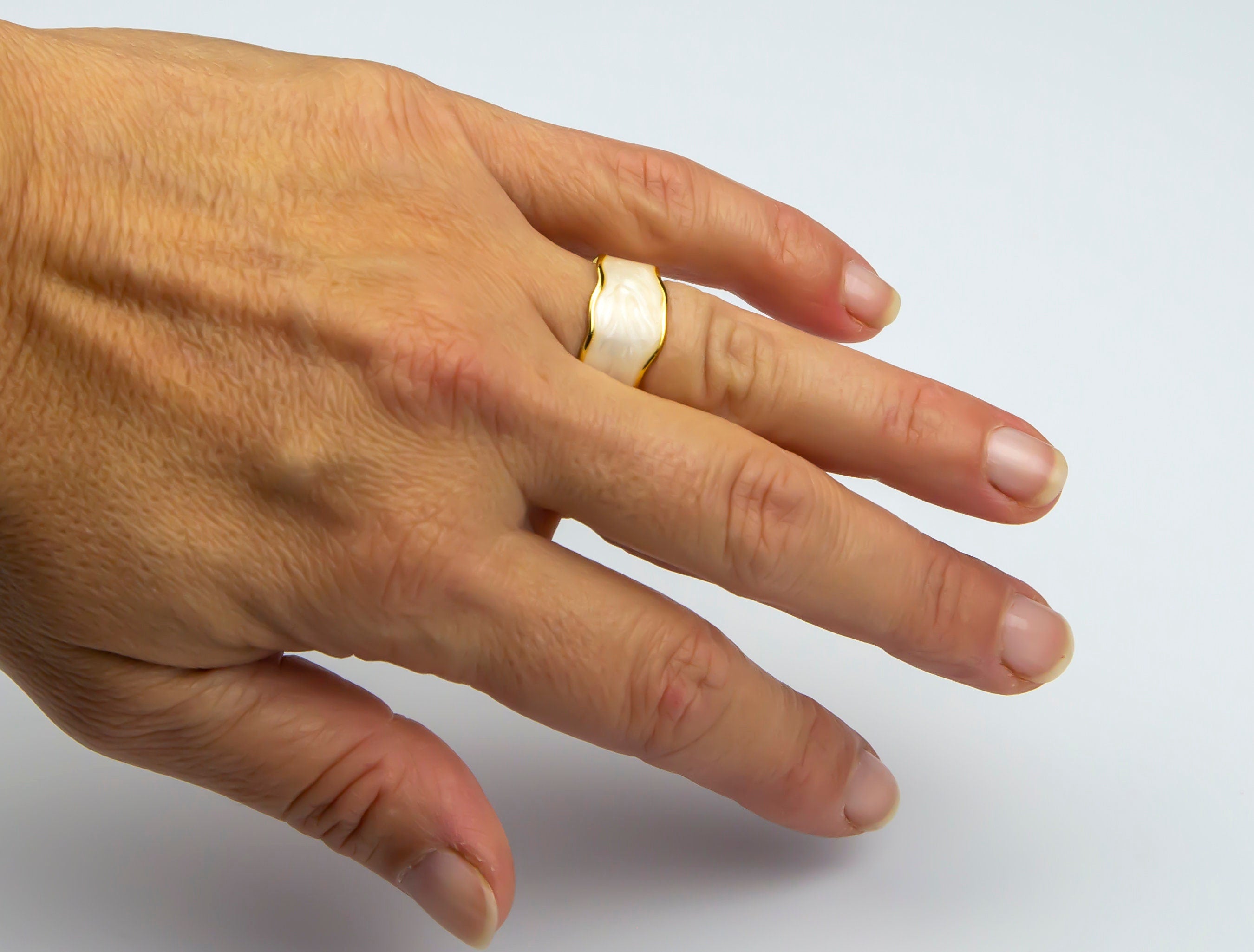 Stackable Adjustable Ring, Luxury Ring, Gold Plated White Enamel Ring, Retro Irregular Edged Color Enamel Ring, Women Trending Ring