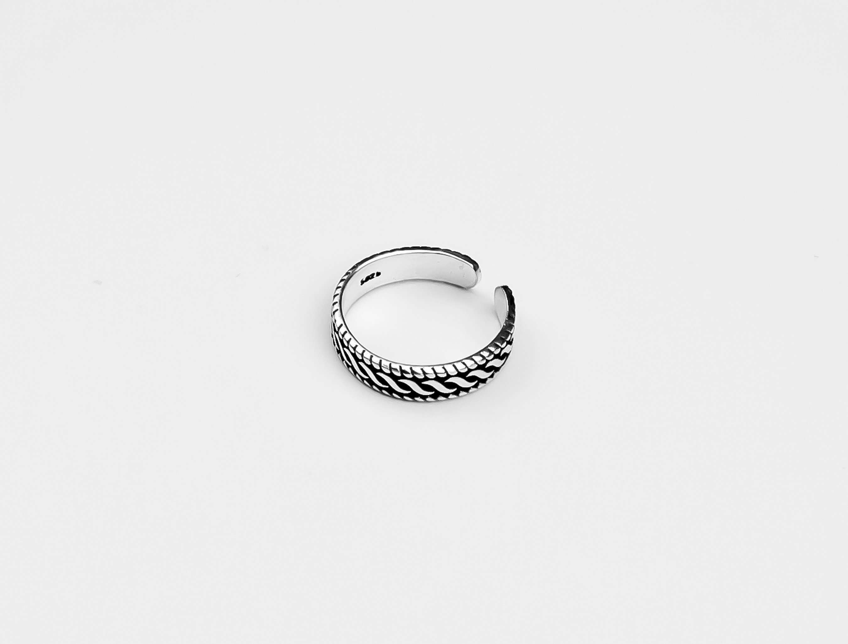 Chain Style Chunky Silver Ring, Boho Silver Ring, Adjustable Silver Ring, Best Gift for Her, Sterling Silver Knitting Pattern Thin Ring