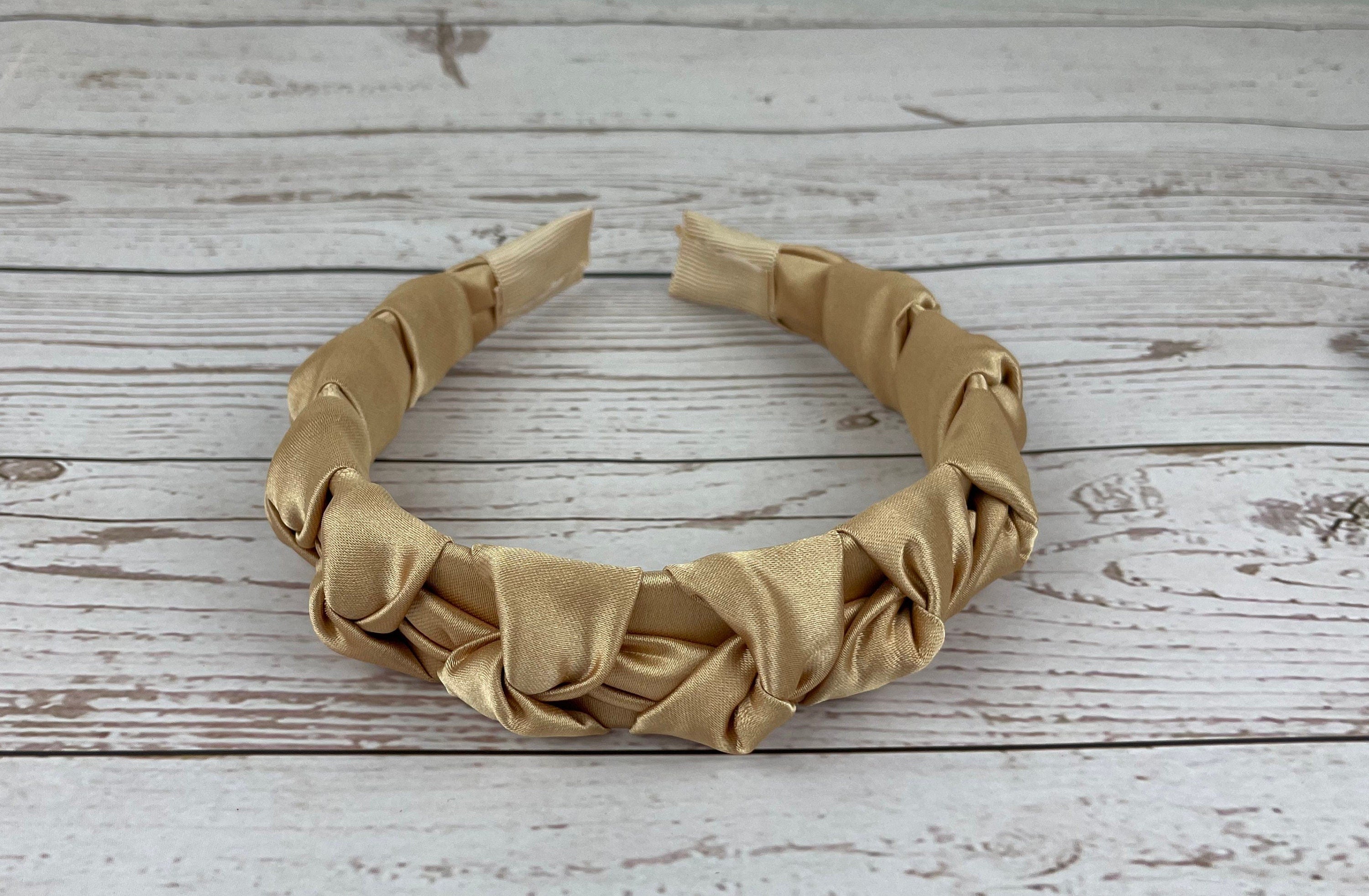 Knotted Headband - Dark Beige Chic Satin Hairband for a fashionable look