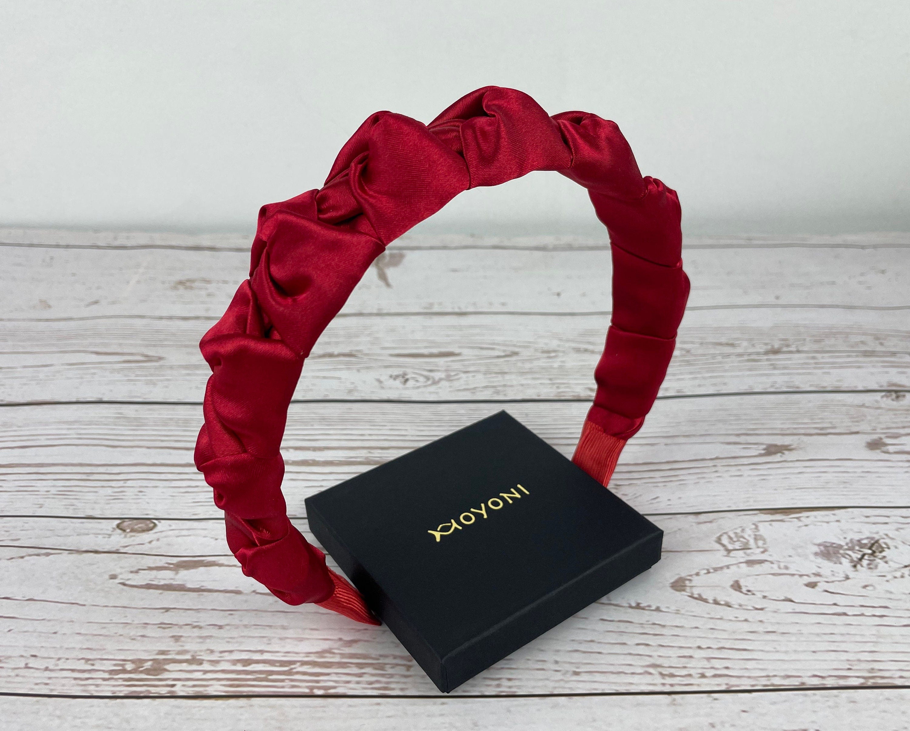 Fashion-forward Red Satin Braided Headband - Stylish Design, No Padding - Ideal Gift for Fashionable Women