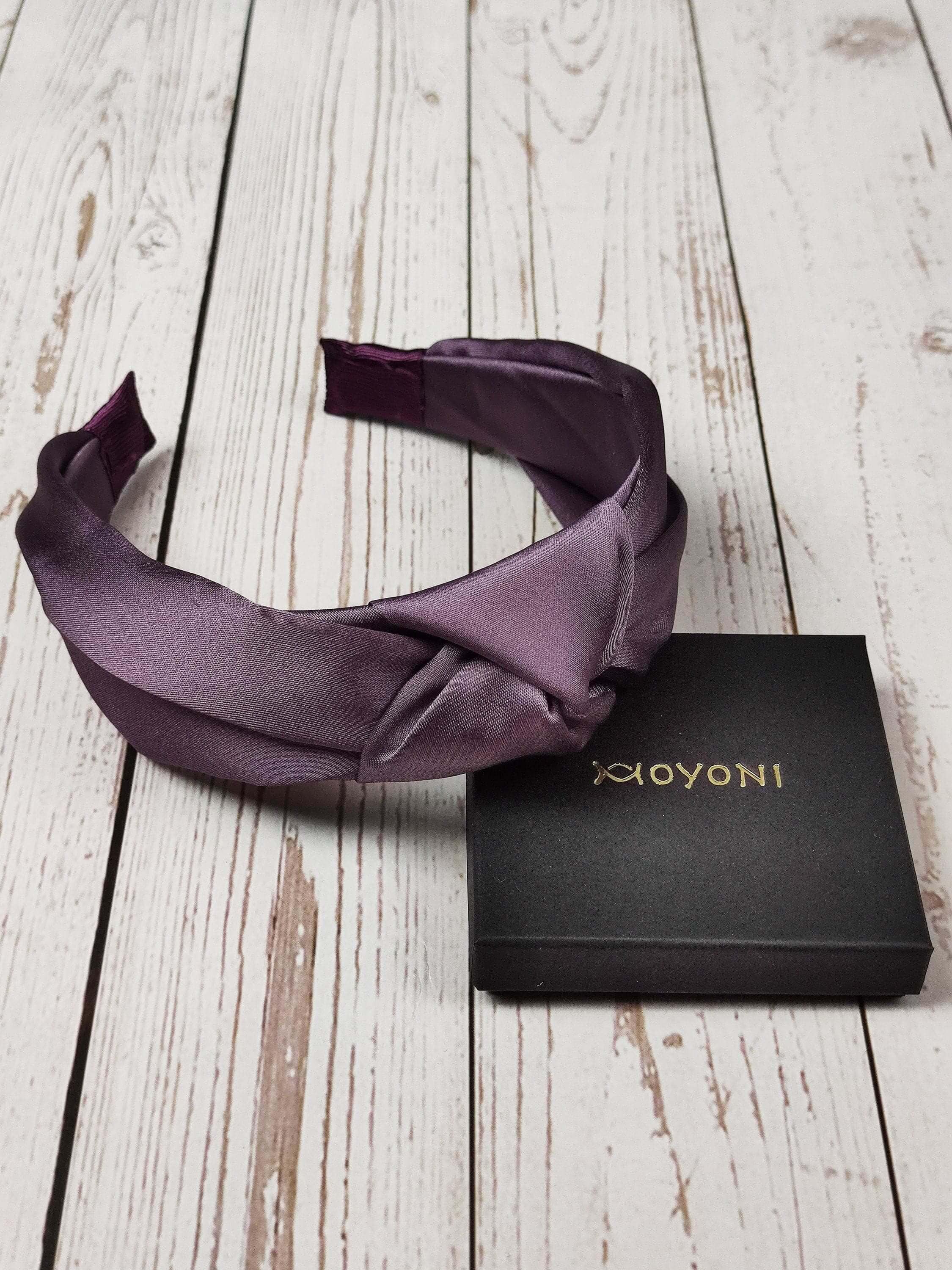 Handcrafted Lilac Satin Knotted Headband - Light Purple Women's Fashion Hair Accessory for Special Occasions available at Moyoni Design