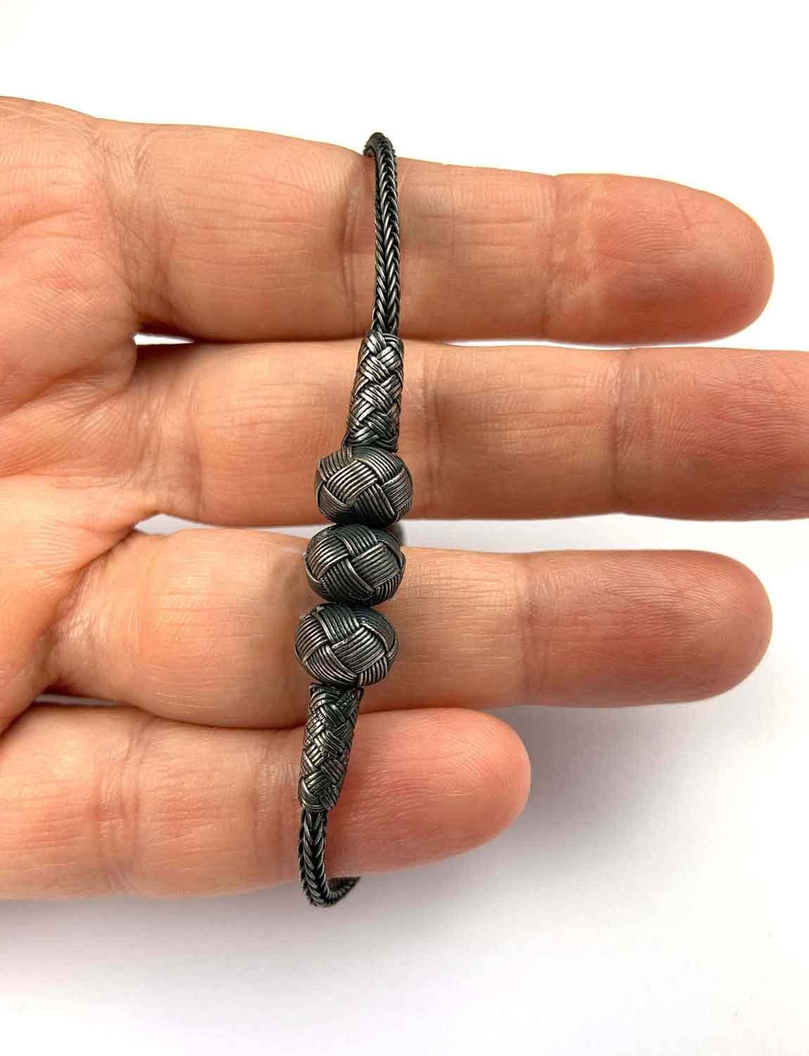 Luxurious LOVE BRAIDED BRACELET, Silver Handmade Bracelet, Unique Design Bracelet, Silver Mens Bracelet, Dainty Charming Bracelet for him available at Moyoni Design