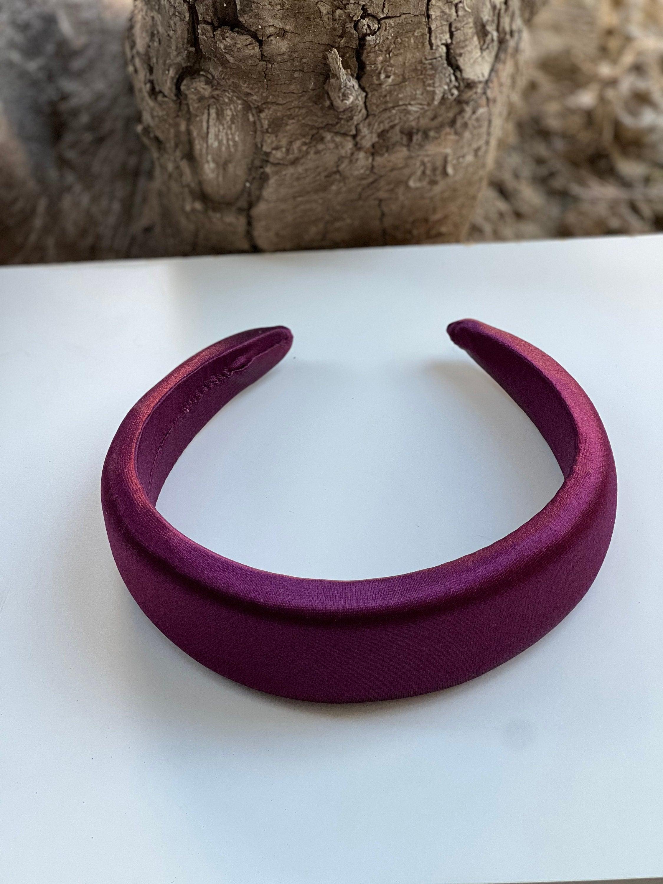Handcrafted Maroon Satin Headband with Padded Wine-Colored Classic Design for Women's Fashion Hair Accessories available at Moyoni Design