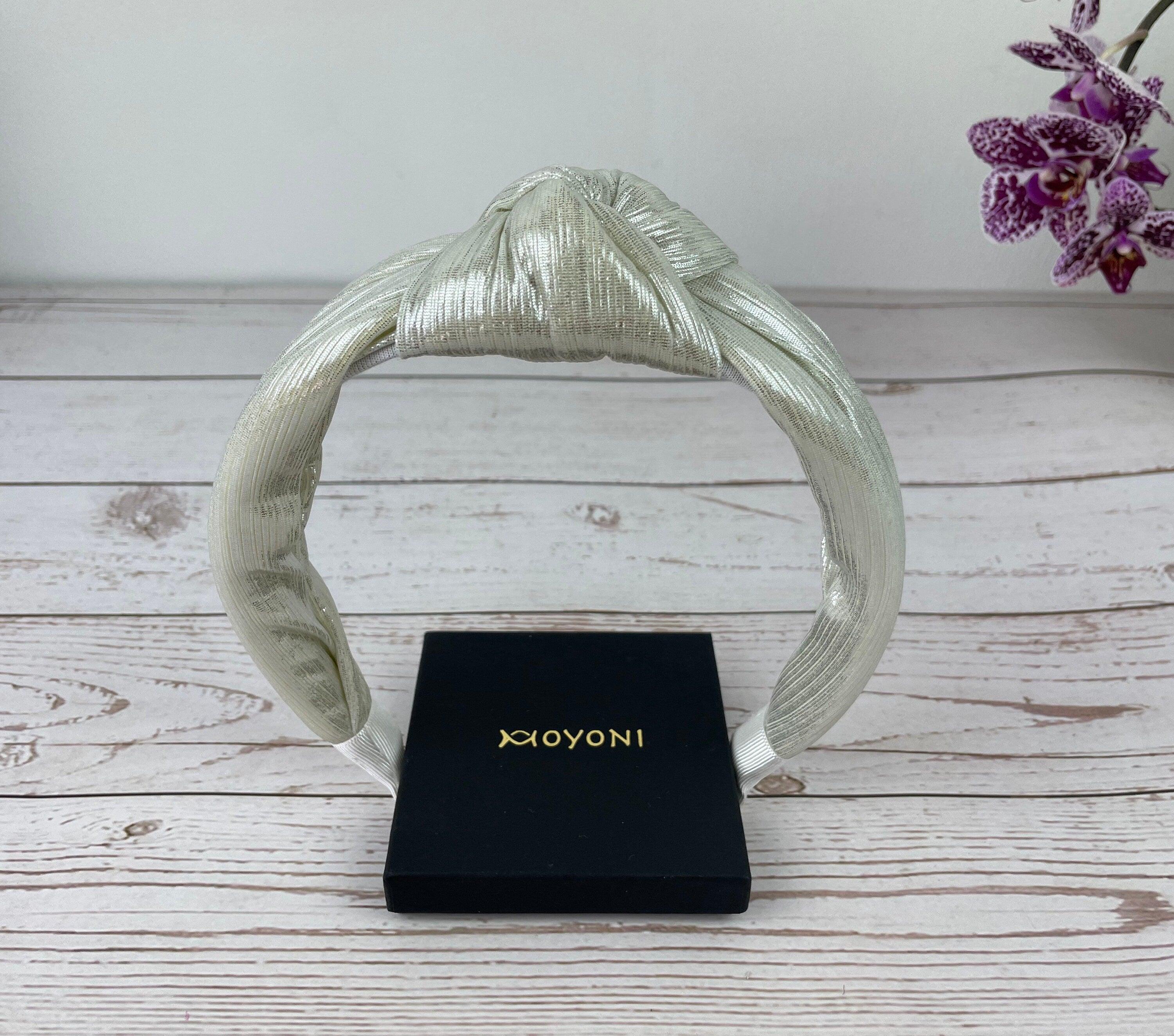 High-Quality Off-White Shiny Jersey Fabric Headband - Elegant Hair Accessory for Women, Ideal for Weddings and Celebrations available at Moyoni Design