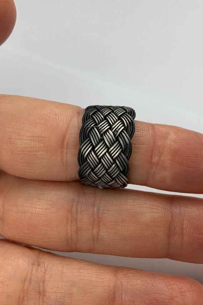 Elegant SILVER Handmade BRAIDED RING, Weaved Handmade Ring, Unisex Ring, Ring for Father, Anniversary Gift for him available at Moyoni Design
