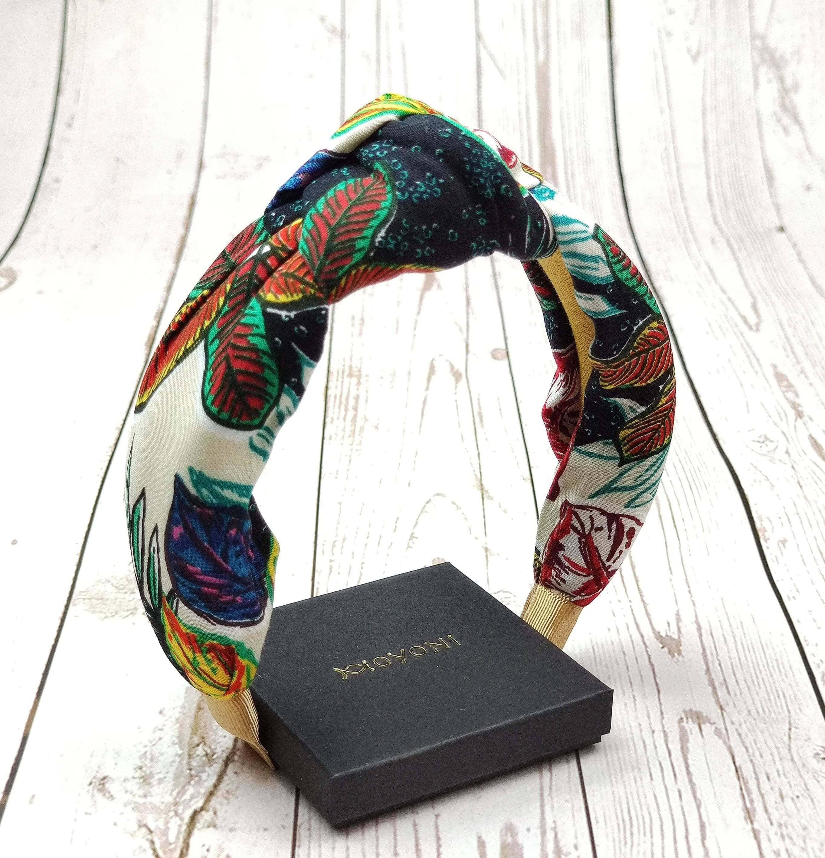 Stylish Stylish Knotted Headband for Women in Dark Blue, Yellow, Green, and Red Colors - Wide Cotton Padded Hairband for a Fashionable Look available at Moyoni Design
