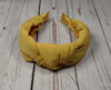 High-Quality Stylish Lemon Yellow Knotted Headband - Wide Classic Hairband for Women with Light Yellow Viscose Crepe and Padded Design available at Moyoni Design